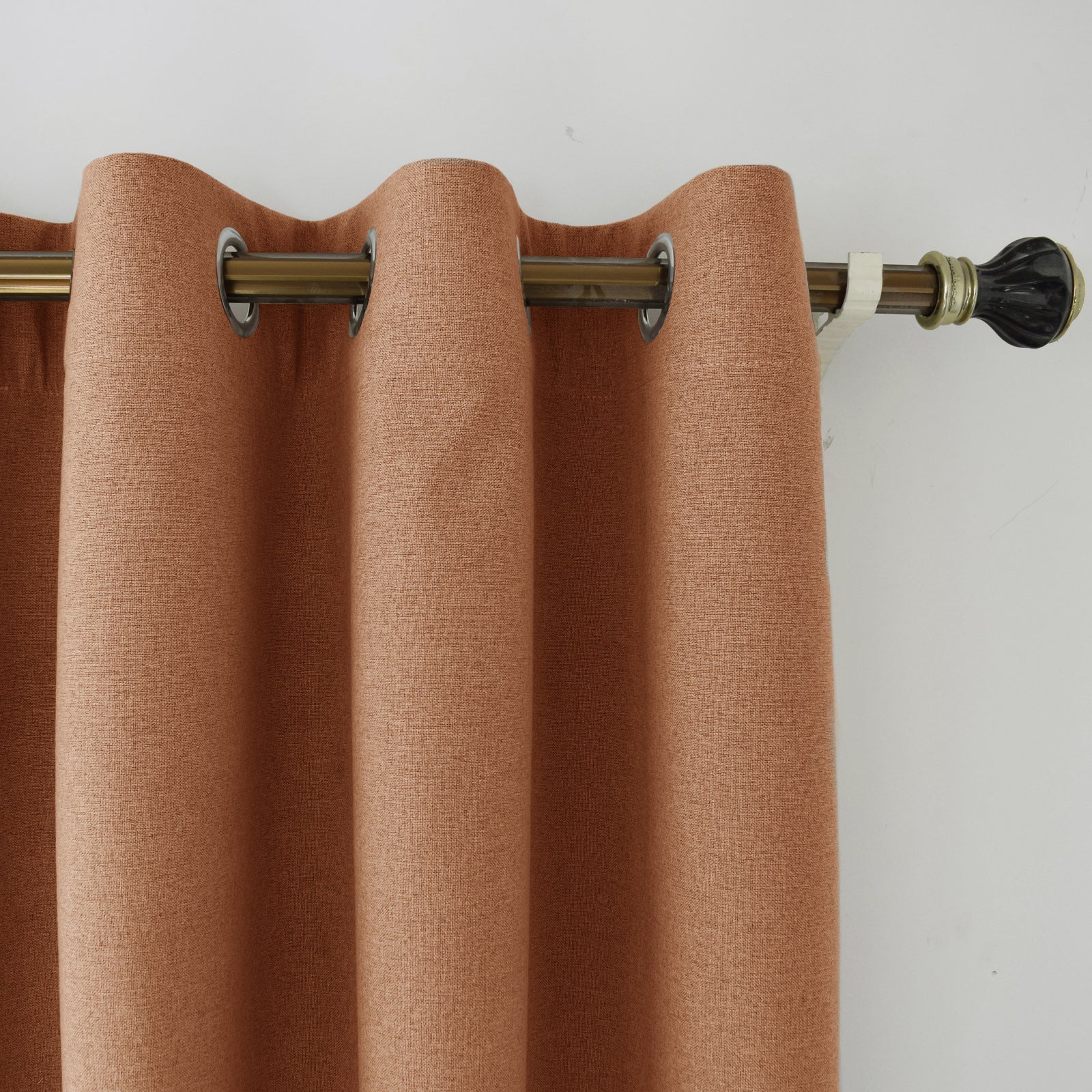 Mustard Orange Linen Blackout Curtains - 46 x 63 Inch Drop - 2 Panel Image 2