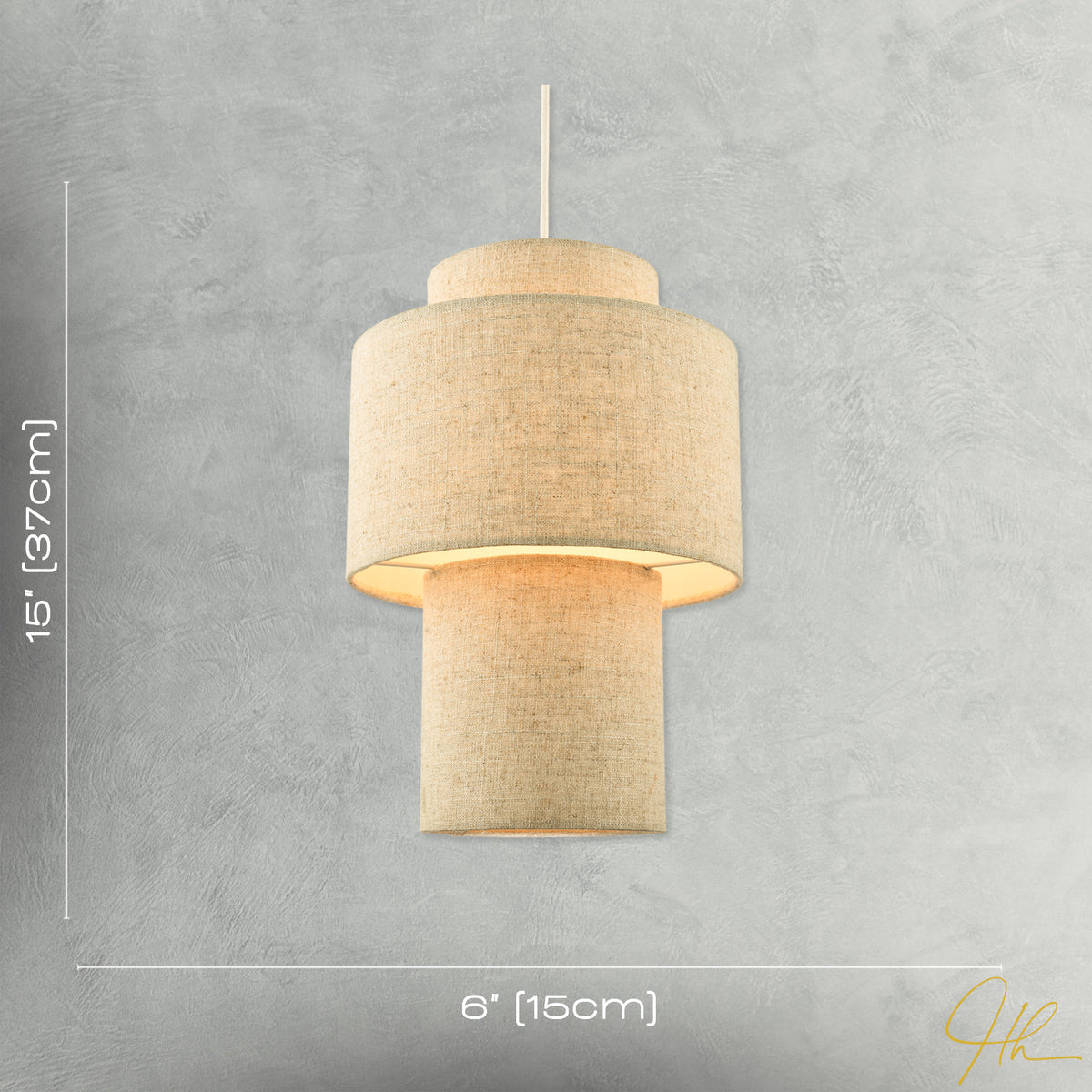 Designer Natural Oatmeal Beige Linen Triple Level Pendant Light Shade Image 7