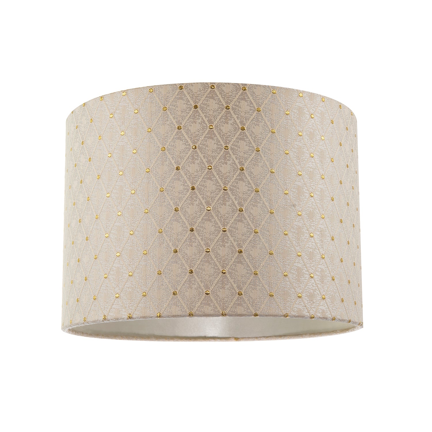 Light Taupe Jacquard Fabric 10 Inch Lamp Shade with Shiny Gold Decor Image 1