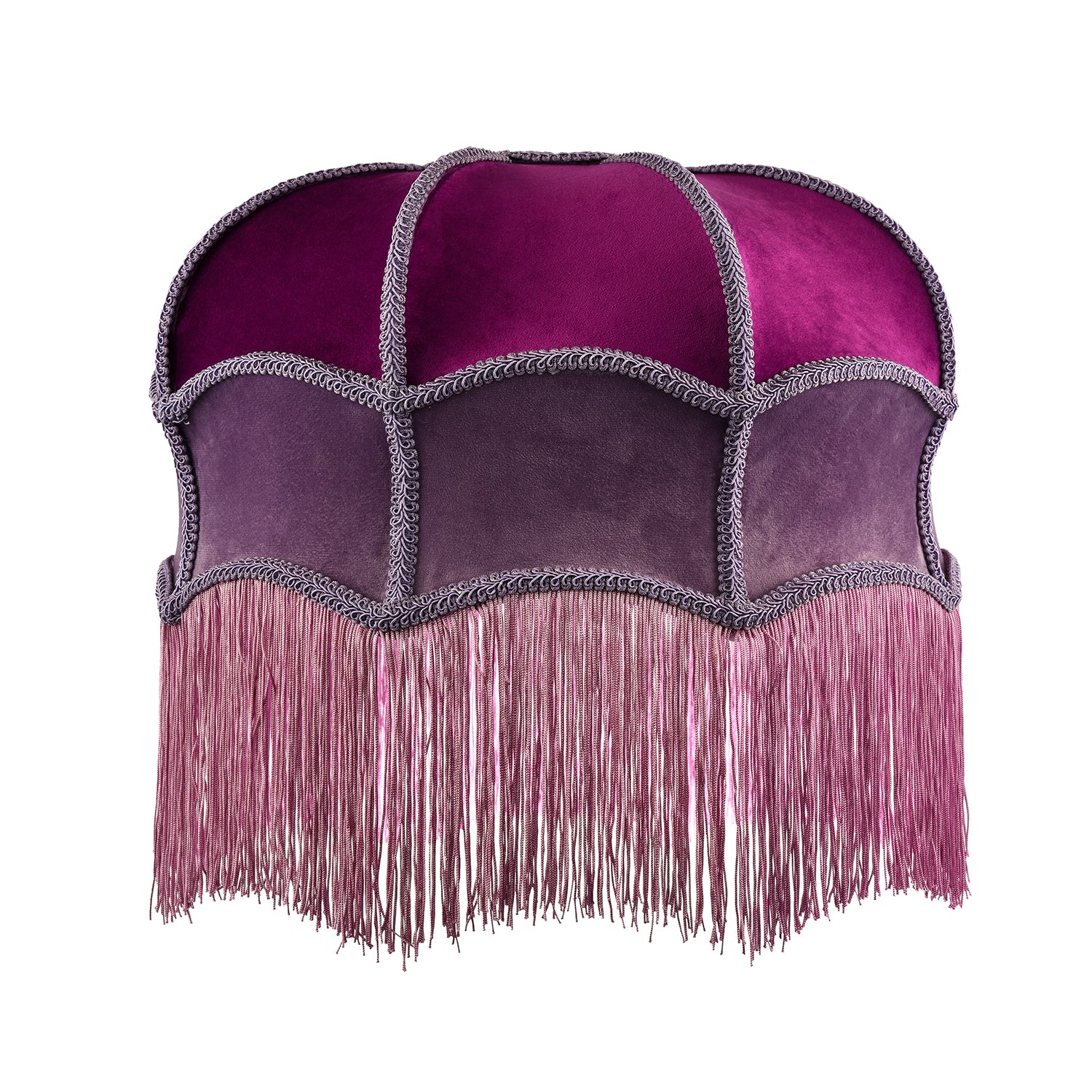 Double Tier Lilac and Purple Velvet Victorian Lamp Shade with Tassels Image 1