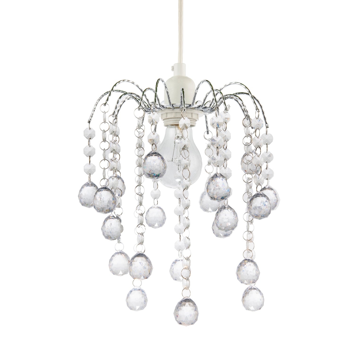 Chic Waterfall Pendant Light Shade with Clear Acrylic Balls and Beads Image 1