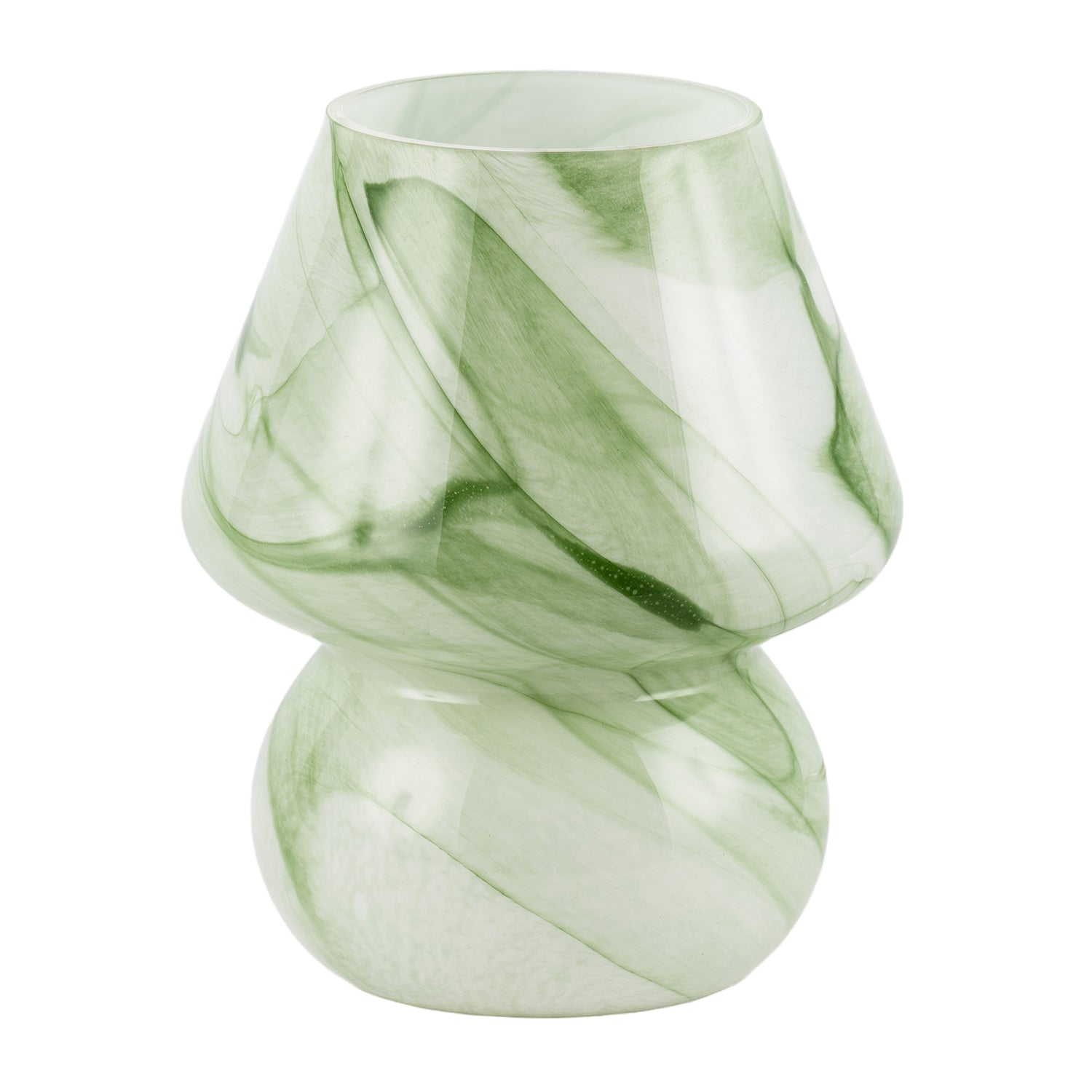 Modern Mini Mushroom Glass Table Lamp with Green Marble Effect Pattern Image 2