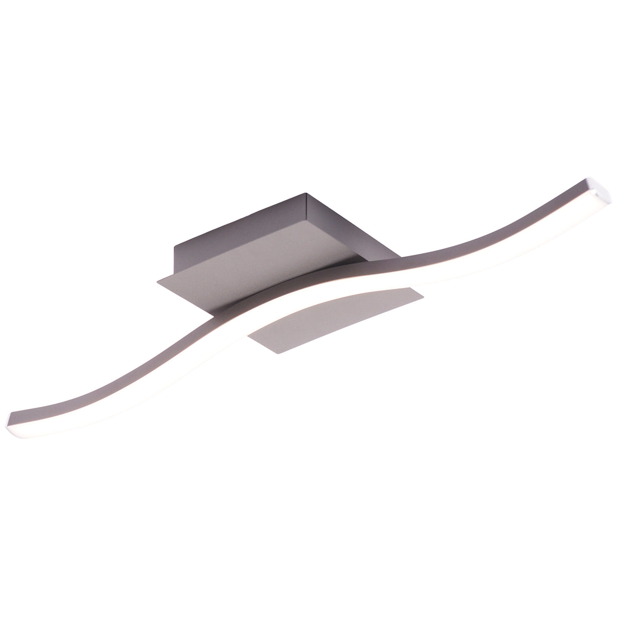 Contemporary Designer Single Wavy Strip LED Ceiling Light Fitting in Matte Grey Image 2