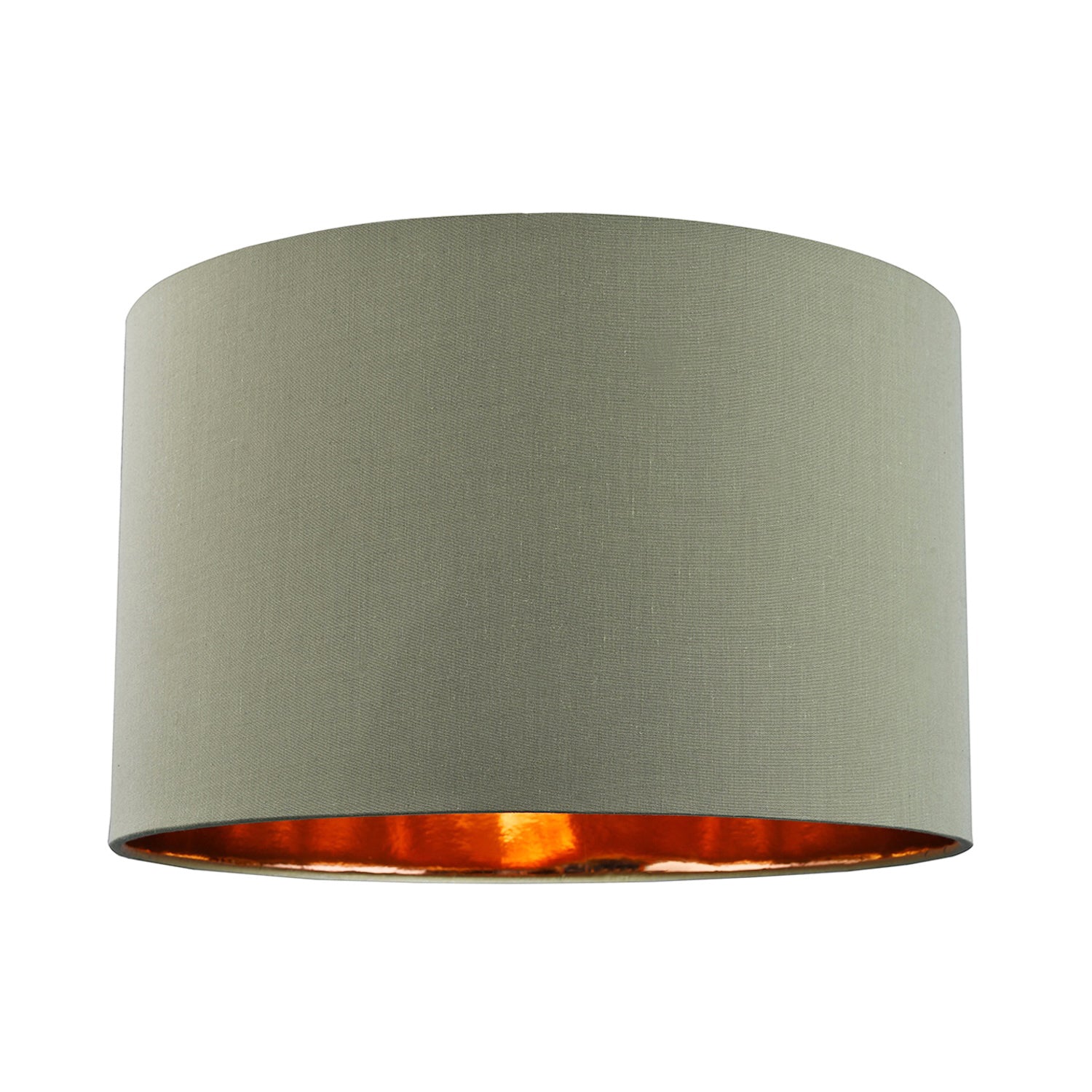 Olive Green Cotton 14" Table/Pendant Lampshade with Shiny Copper Inner Image 1