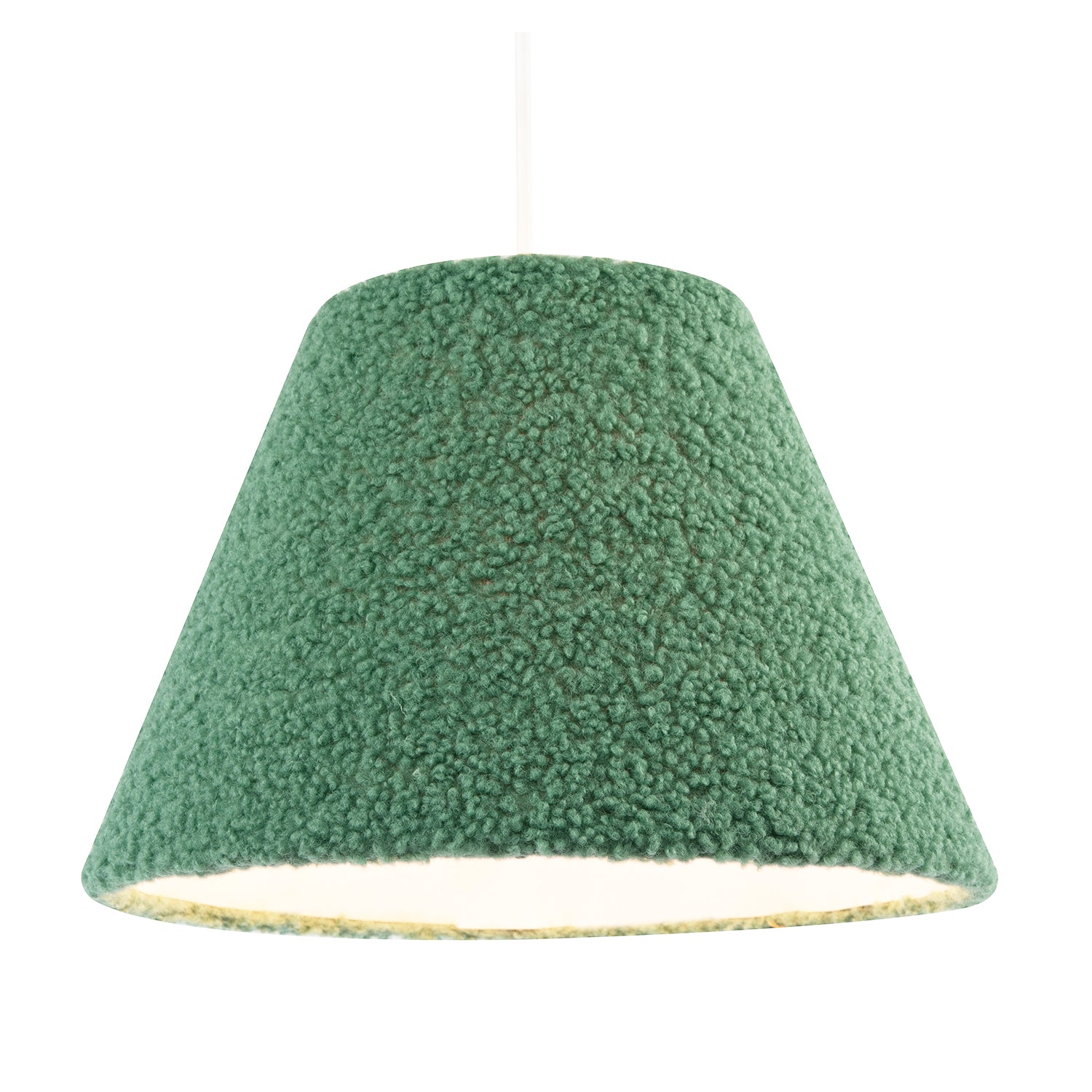 Emerald Green Textured Velvet Wool Fabric Lamp Shade with White Inner Image 2