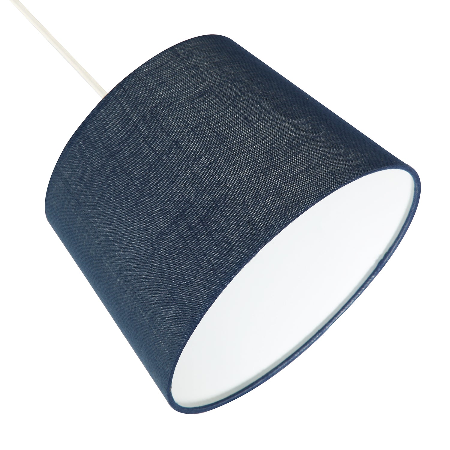 Modern Denim Effect Navy Midnight Blue Linen Fabric Drum Lamp Shade Image 4