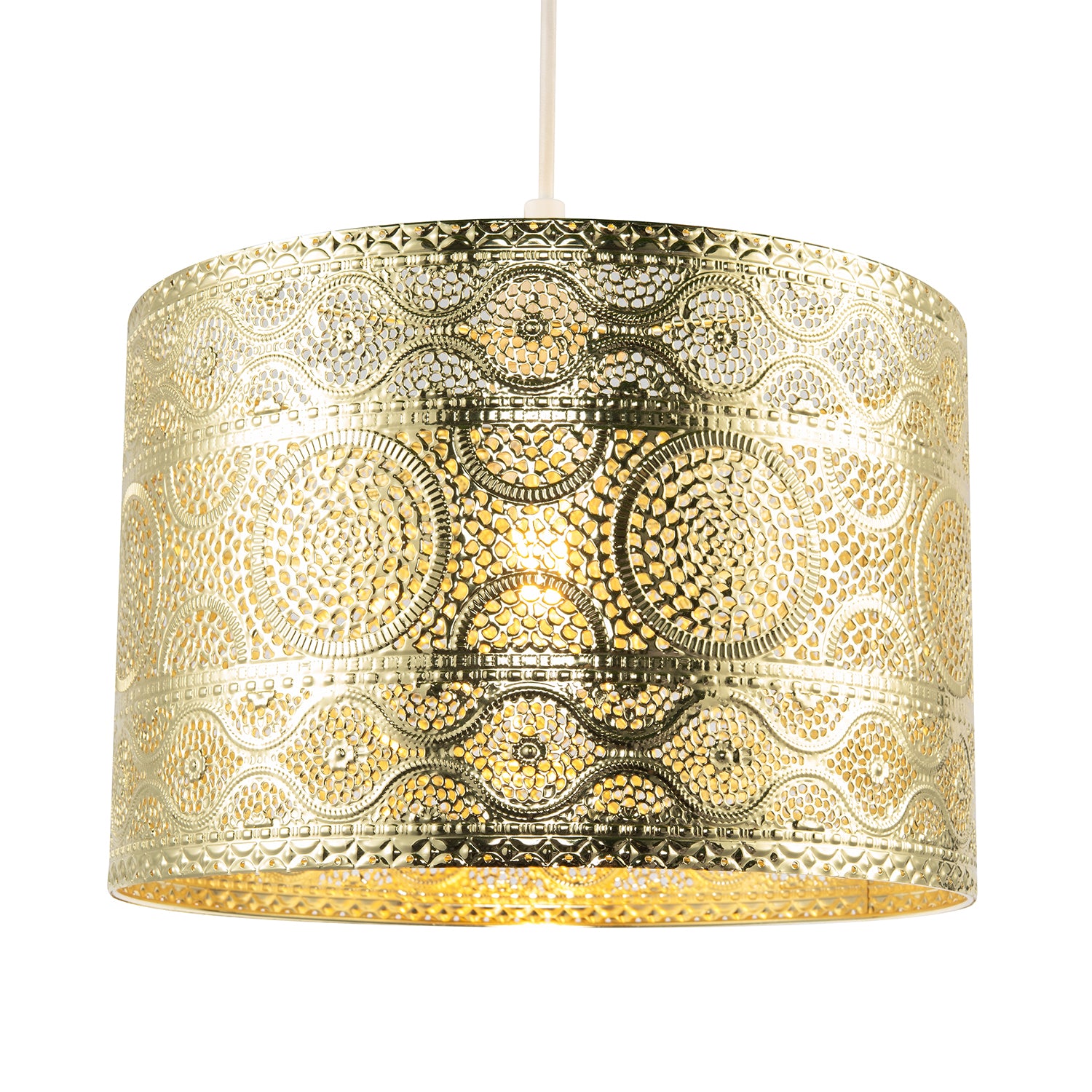 Ornate Moroccan Designed Pendant Shade with Wavy Lines and Circles Image 1