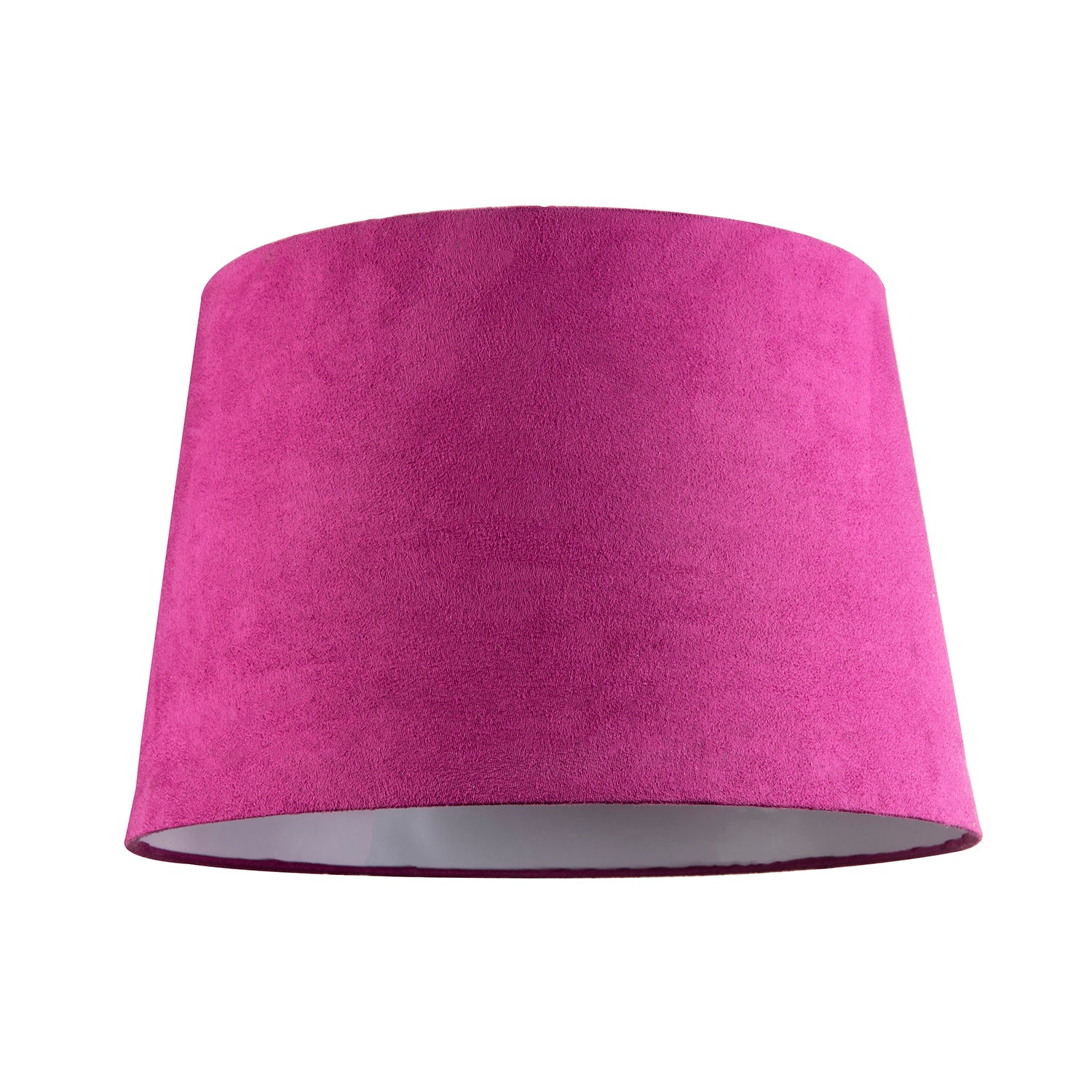 Hot Pink Velvet Fabric 12 Inch Drum Lamp Shade with White Cotton Inner Image 1