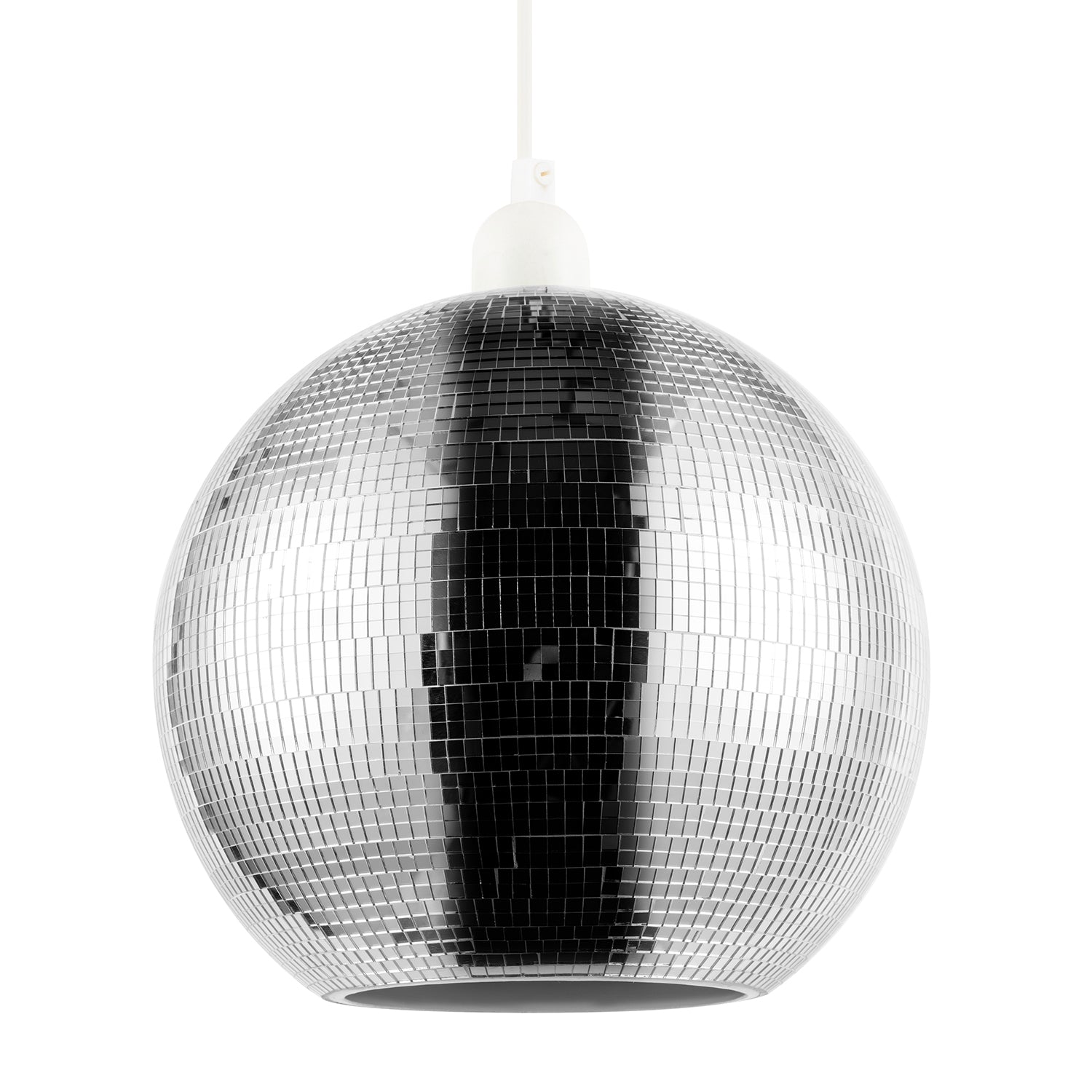 Modern Shiny Disco Mosaic Ball in Mirrored Silver Tiled Retro Style Image 1