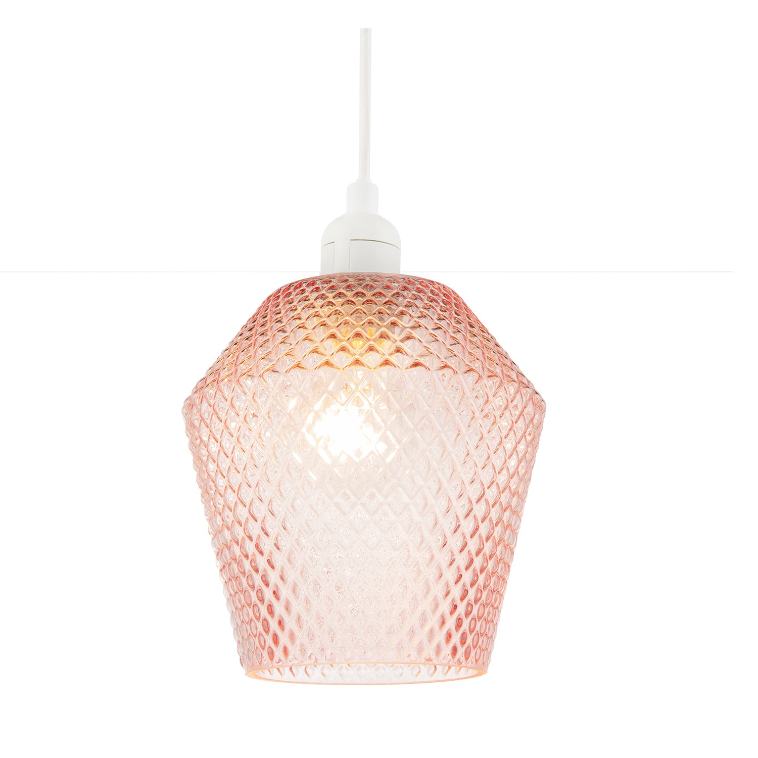 Modern and Compact Diamond Design Soft Pink Glass Pendant Shade Image 2