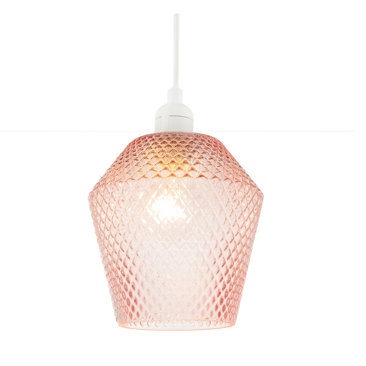 Modern and Compact Diamond Design Soft Pink Glass Pendant Shade Image 2