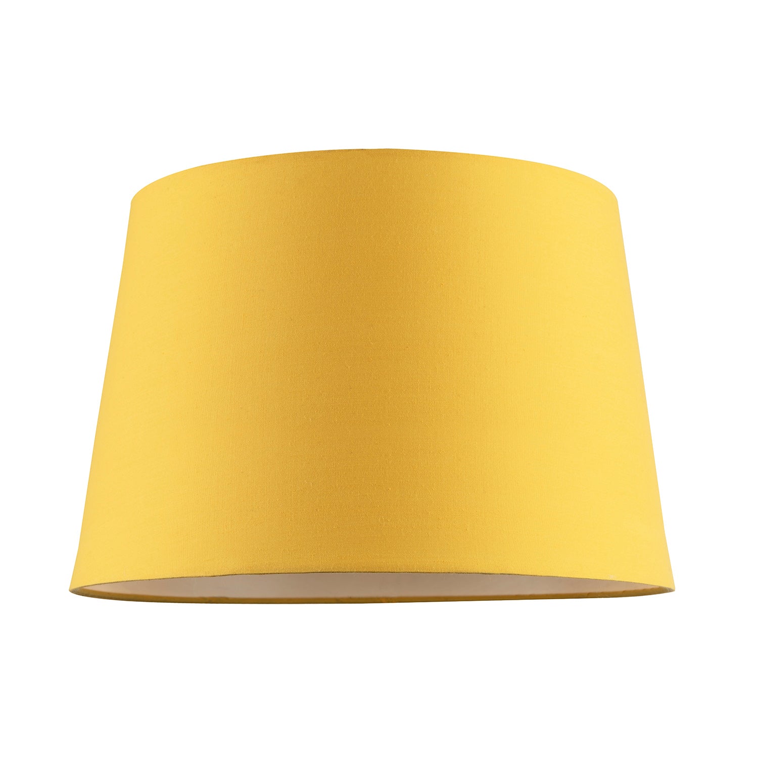 Yellow Cotton Fabric 12inch Drum Lampshade with White Cotton Inner Image 1