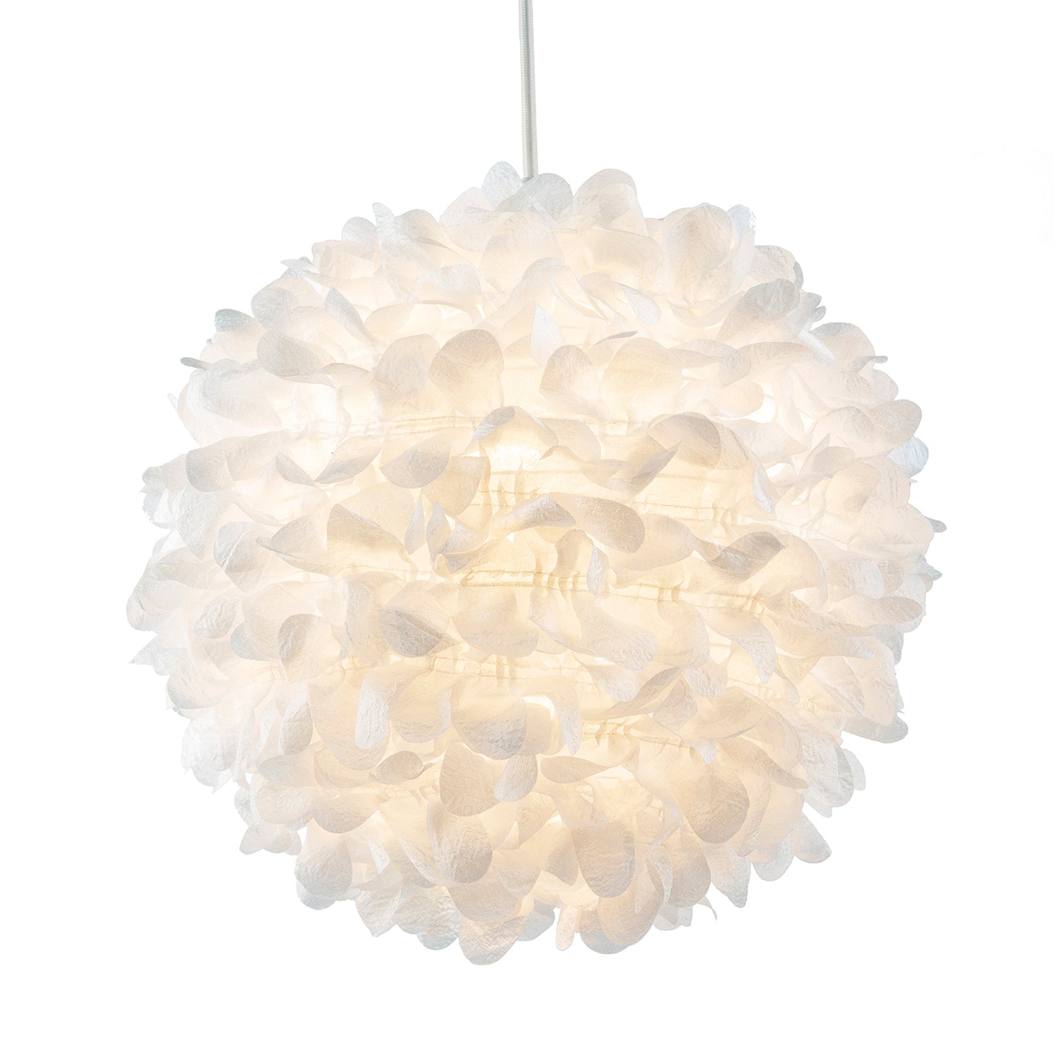 Chic Designer 30cm Pendant Light Shade with White Fabric Folded Petals Image 1
