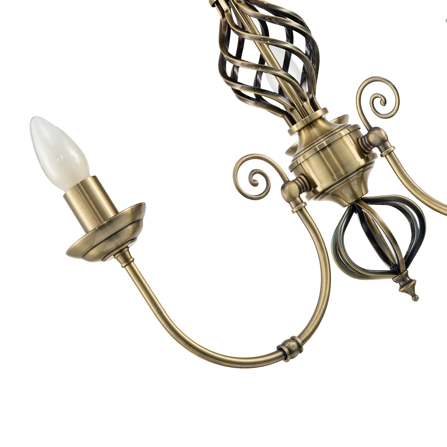Traditional Classic Antique Brass Chandelier Ceiling Light with Twisted Knot Image 5
