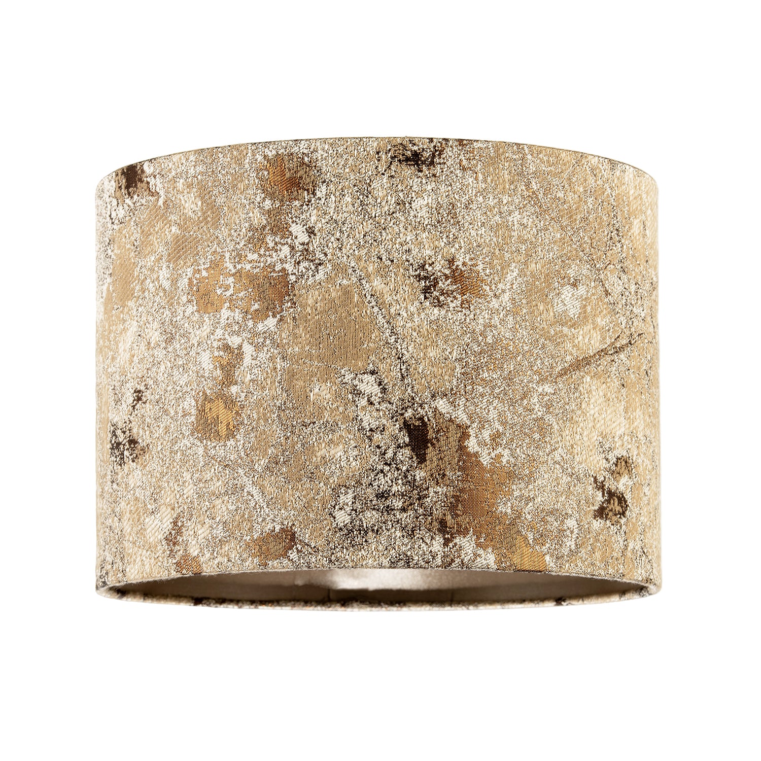 Modern Textured Gold and Burnt Orange Jacquard Fabric Drum Lampshade Image 1