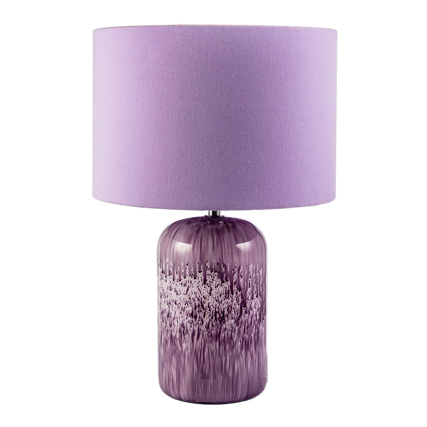Modern Lavender Lilac Marble Drip Snowflake Glass Lamp with Shade Image 1