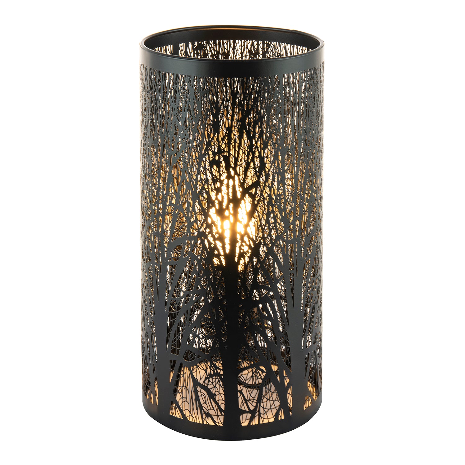 Unique and Modern Matte Black Metal Forest Design Table Lamp with Cable Switch Image 1