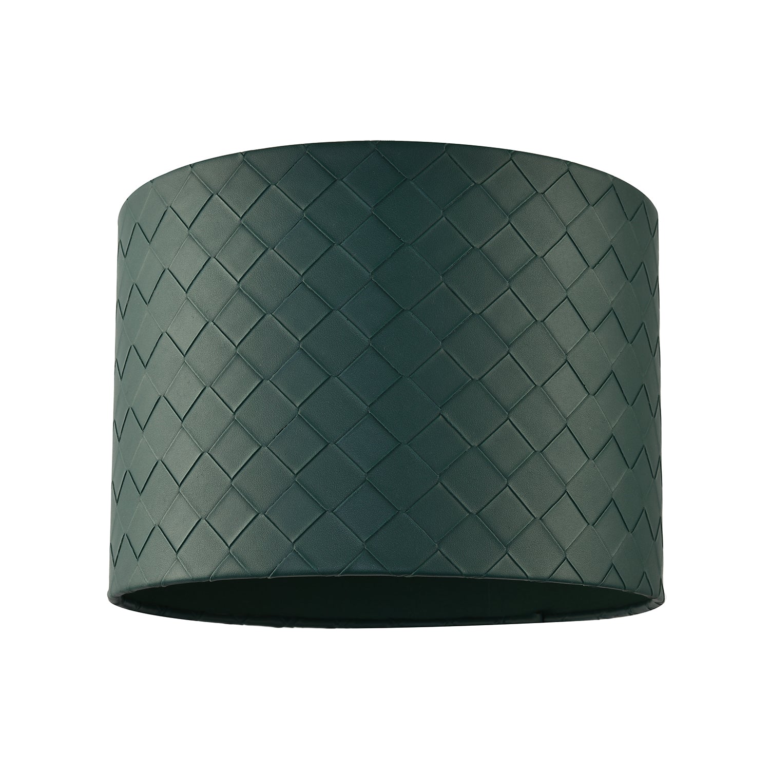 Forest Green Faux Leather Laced Drum Lamp Shade with Cotton Lining Image 1