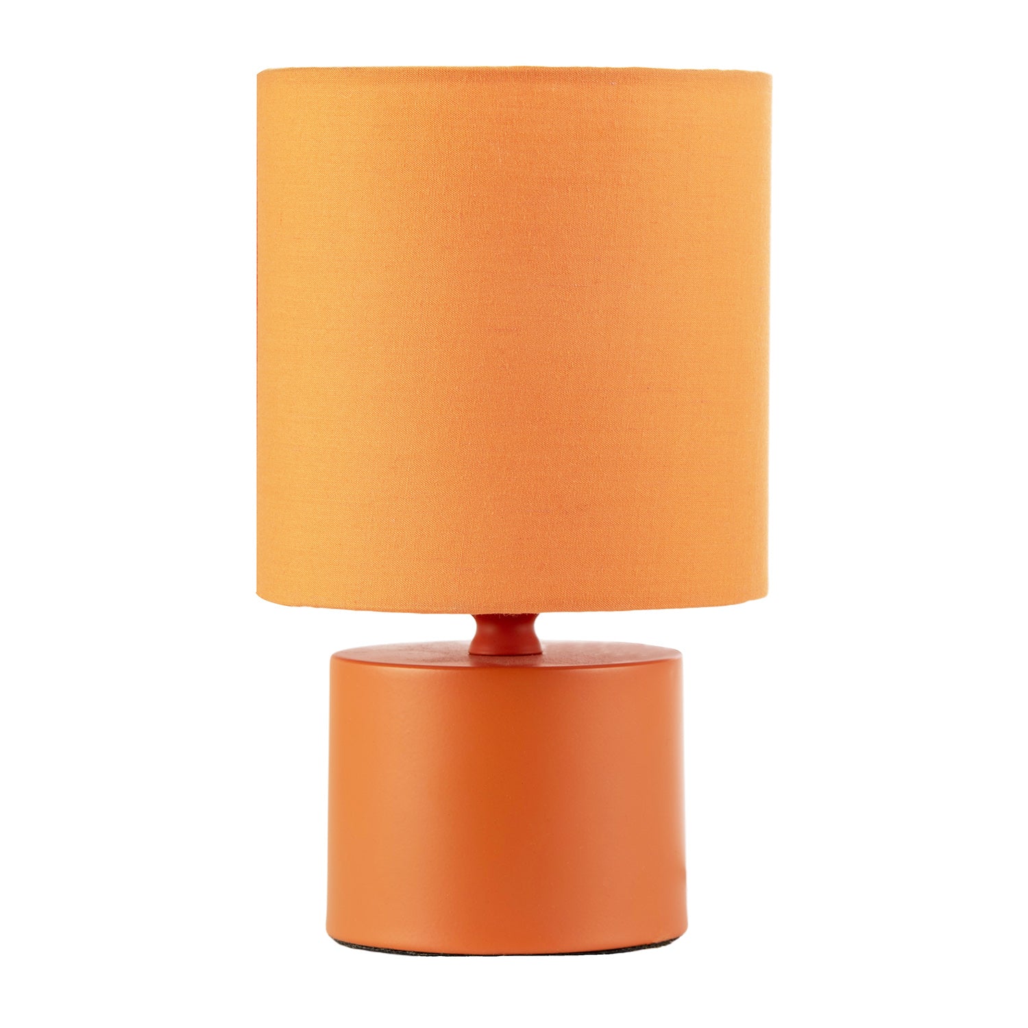Modern Vibrant Dusty Orange Table Lamp with Cotton Fabric Drum Shade Image 1
