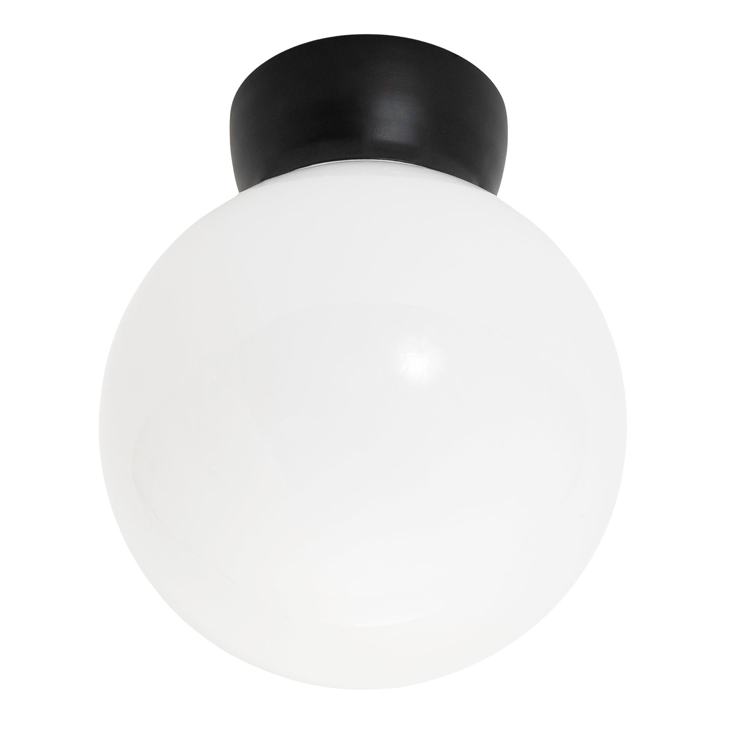 Traditional Matte Black and Opal Glass Globe IP44 Bathroom Ceiling Light Fitting Image 3