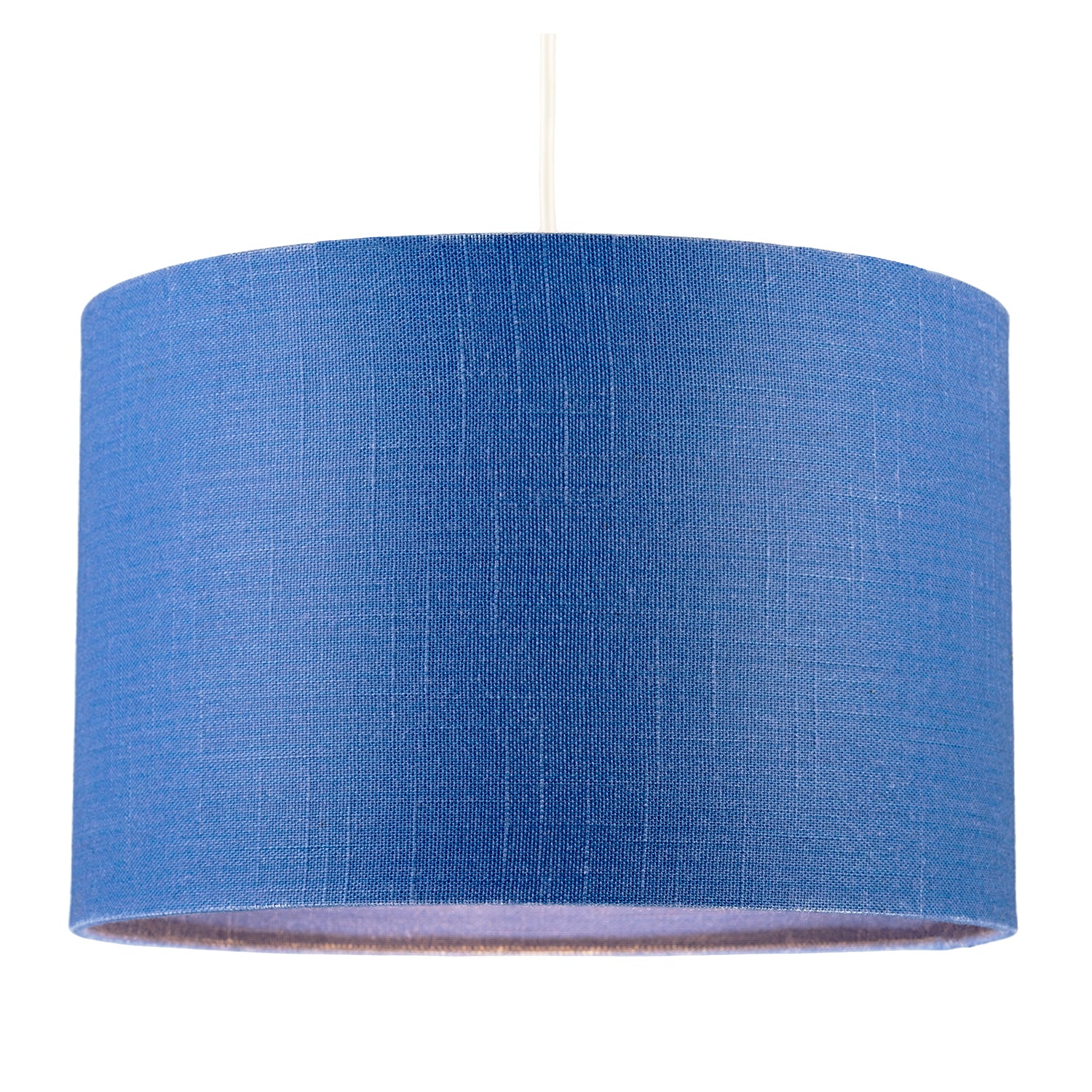 Designer English Manor Blue Textured Linen Fabric Circular Lamp Shade Image 2