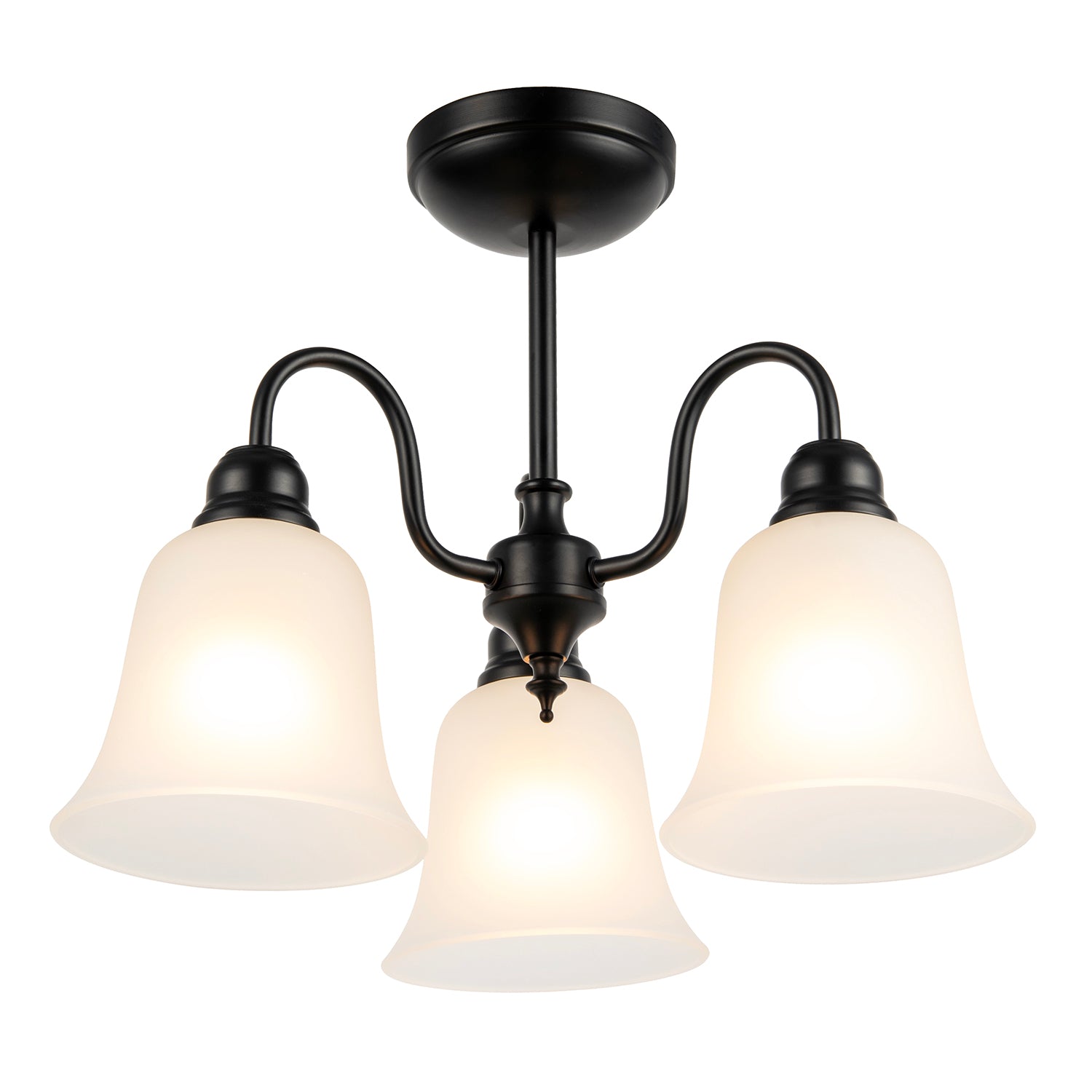 Classic and Ornate Matte Black Ceiling Light Fitting with Glass Shades Image 2
