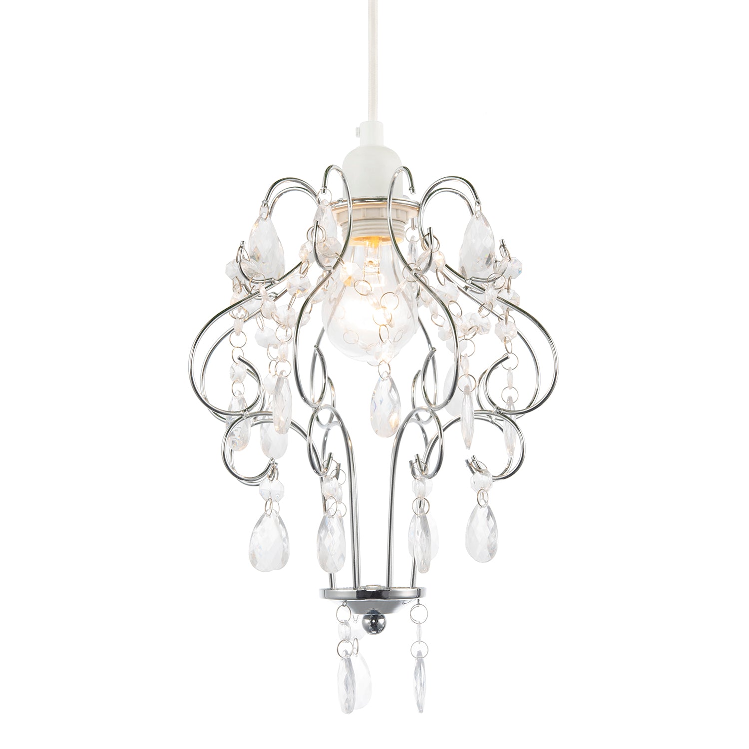 Polished Chrome Shabby Chic Chandelier Style Pendant Shade with Acrylic Image 2