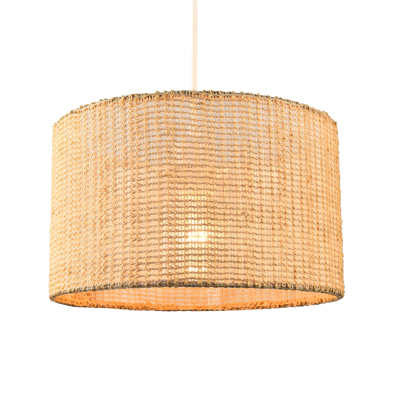 Unique Natural Brown Linen String Lamp Shade with Inner Clear PVC Image 2