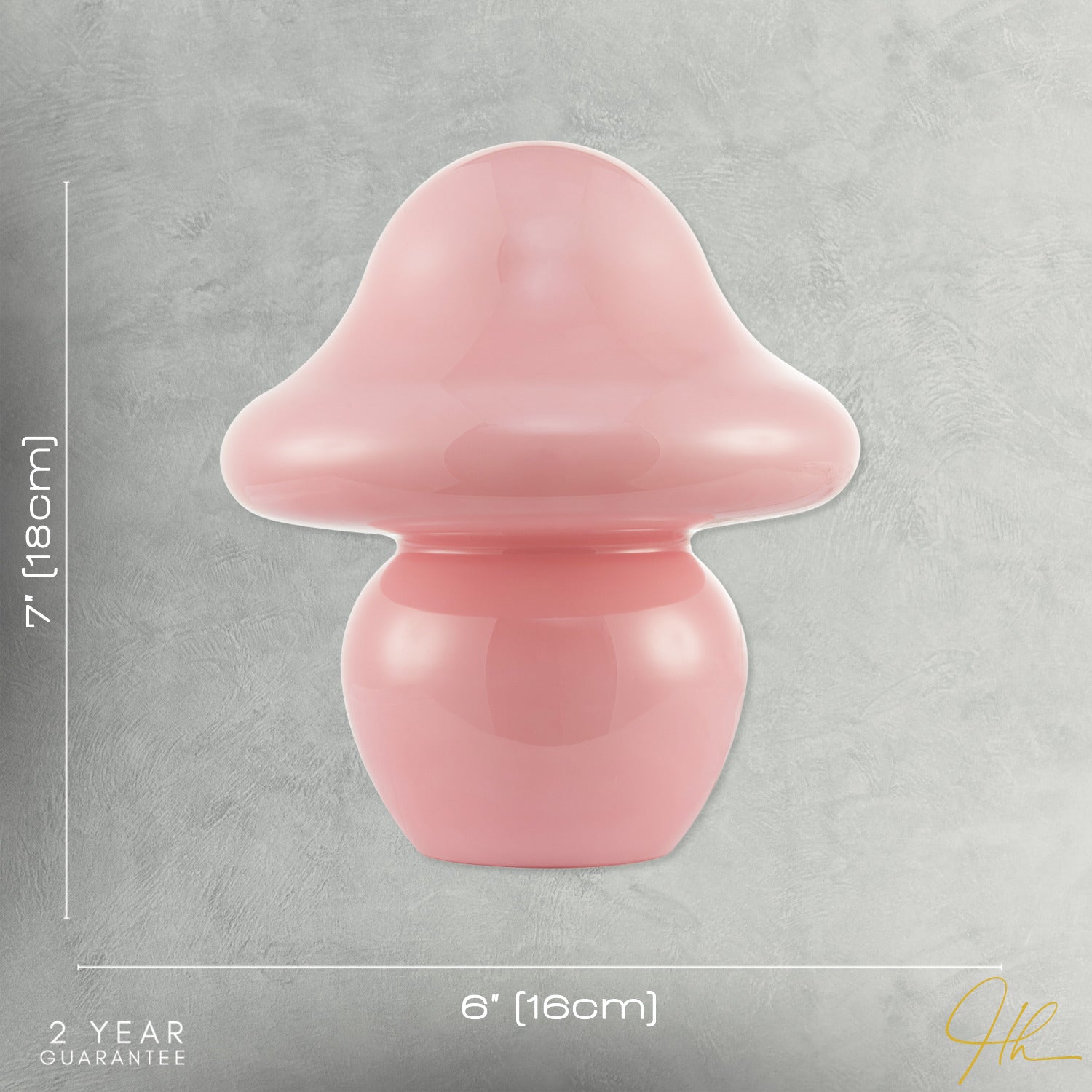 Soft Blush Pink Mushroom Table Lamp with Curvy Head and Round Base Image 7