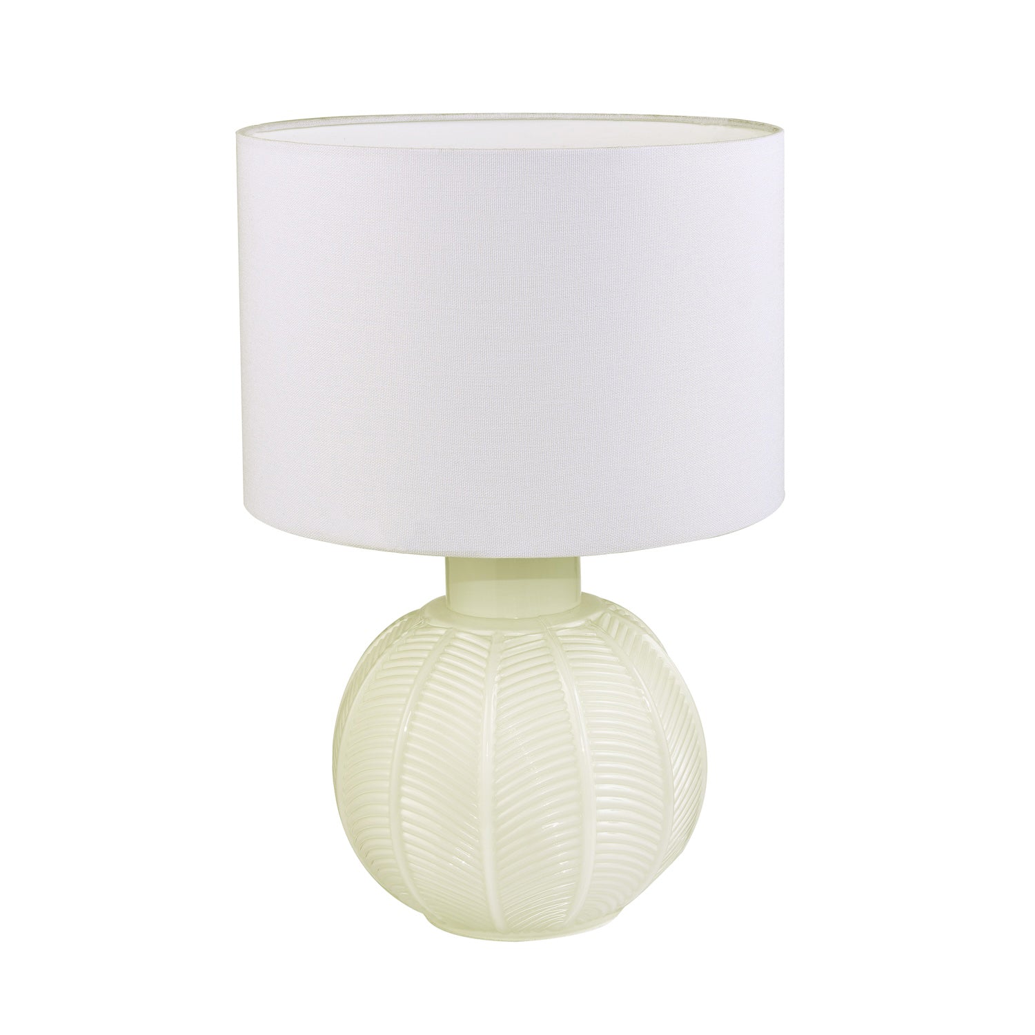 Contemporary Opal White Glass Table Lamp in Leaf Design and Ivory White Shade Image 4