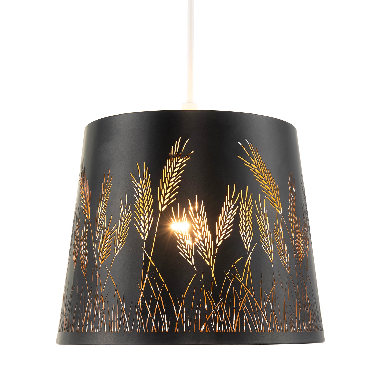 Corn Field and Grass Laser Cut Black Pendant Shade with Gold Inner Image 1