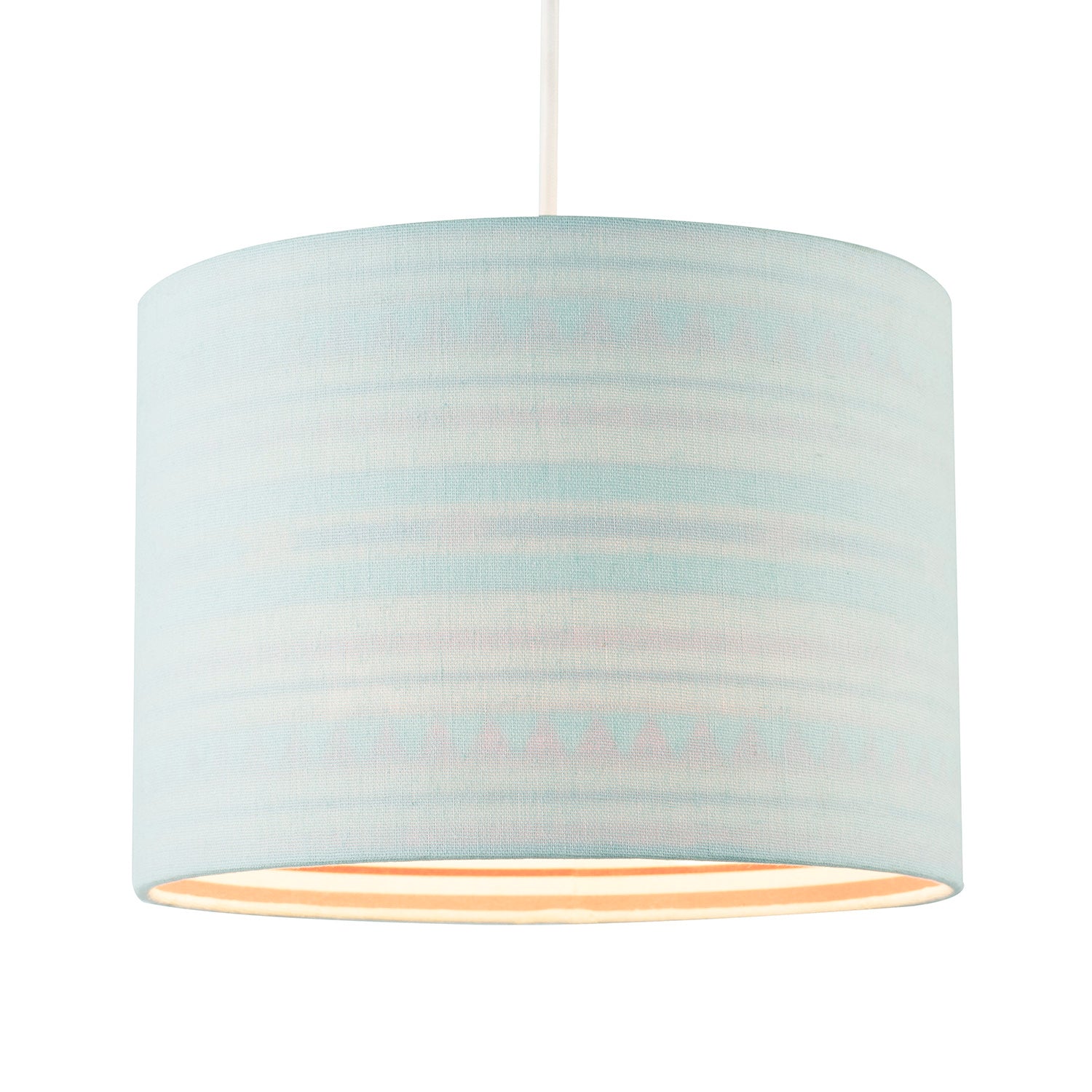 Pale Duck Egg Linen Shade with Vibrant Colourful Inner Aztec Design Image 2