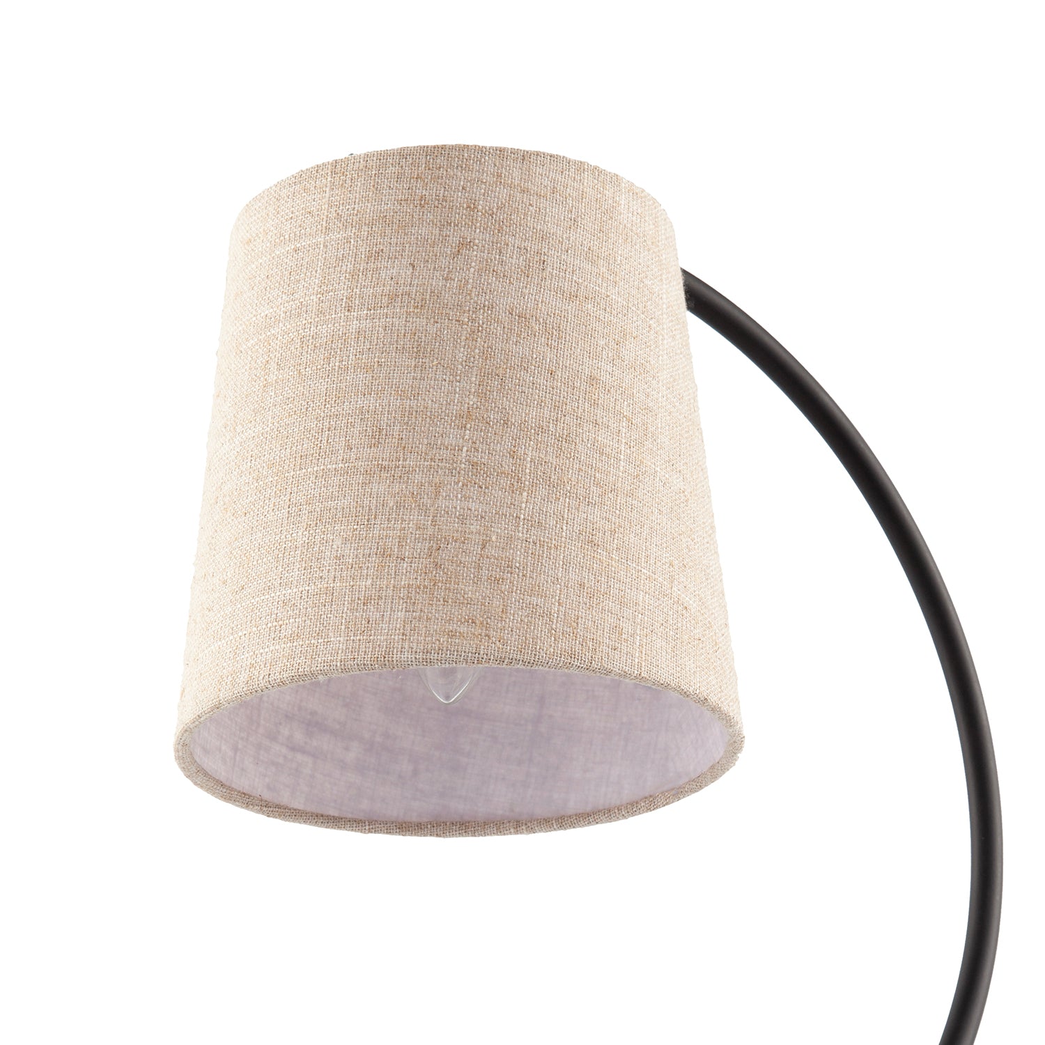 Chic Black Table Lamp with Oatmeal Natural Textured Linen Fabric Shade Image 3
