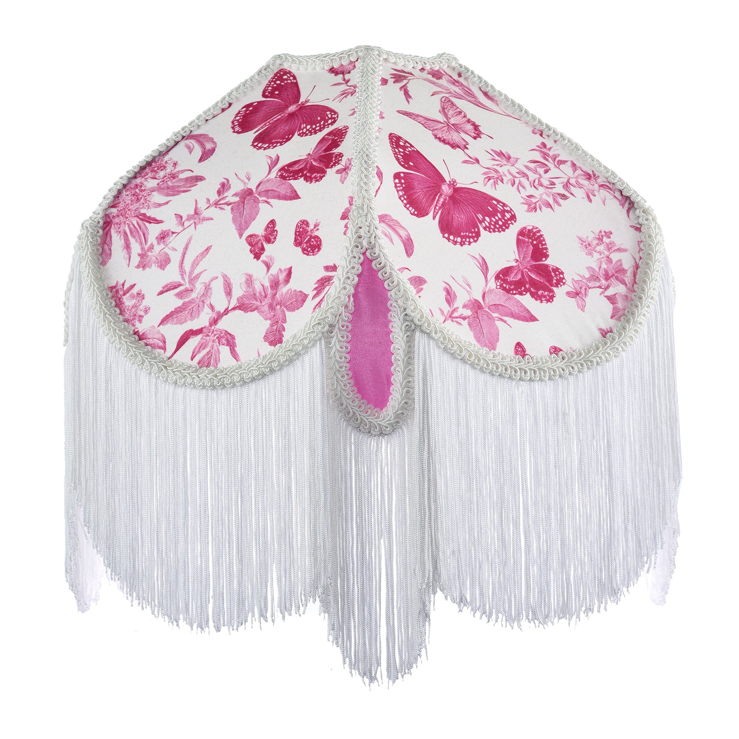 Pink Butterfly Victorian Vintage Lamp Shade with Oval Velvet Sections Image 1