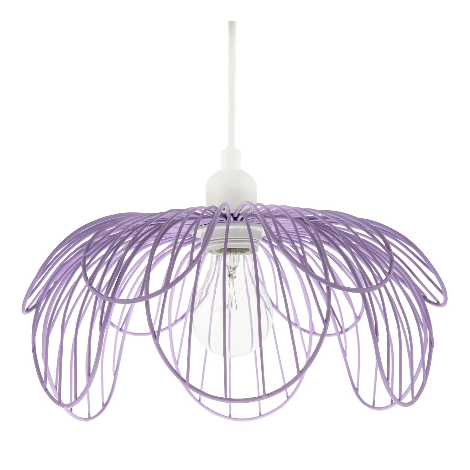 Mate Lilac Metal Wire Overlapping Petal Ceiling Pendant Light Shade Image 1
