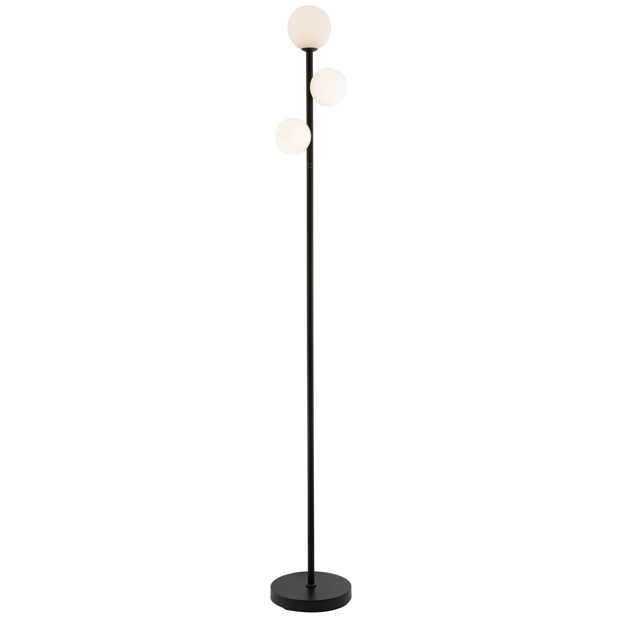 Modern Touch Dimmer CCT Black Floor Lamp with Opal White Glass Globe Shades Image 2