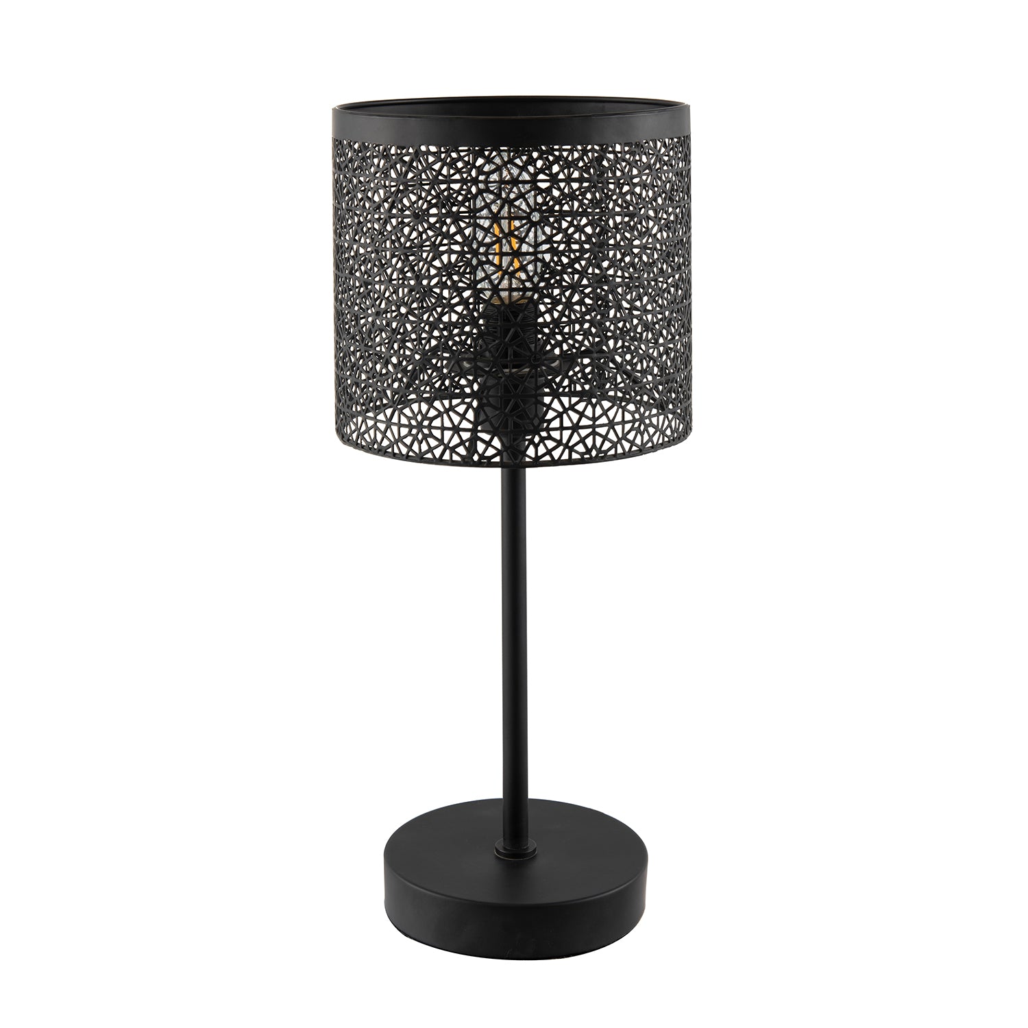 Classic Chic Moroccan Themed Matte Black Table Lamp with Inline Switch Image 1
