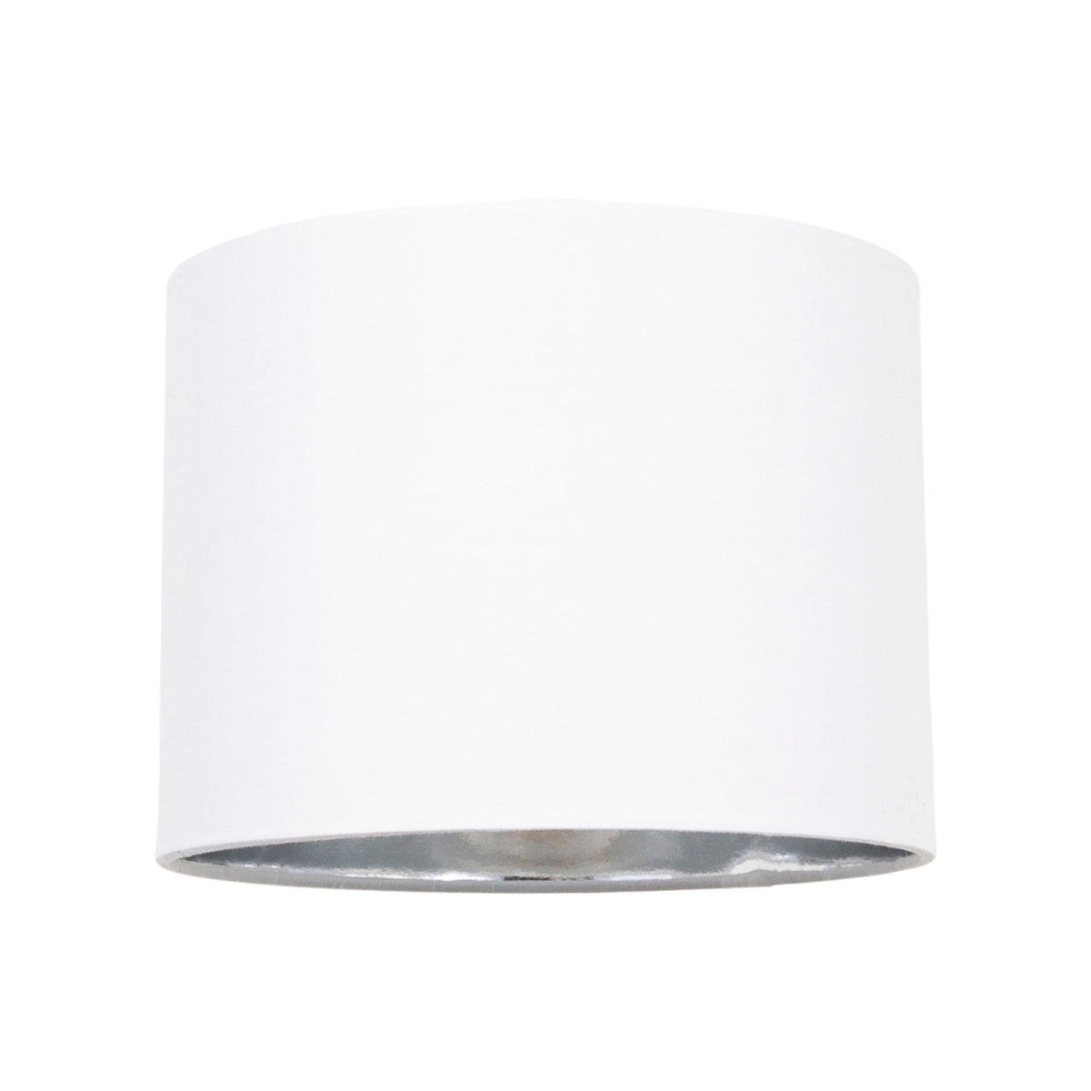 Modern White Cotton Fabric Small 8" Lamp Shade with Shiny Silver Inner Image 1