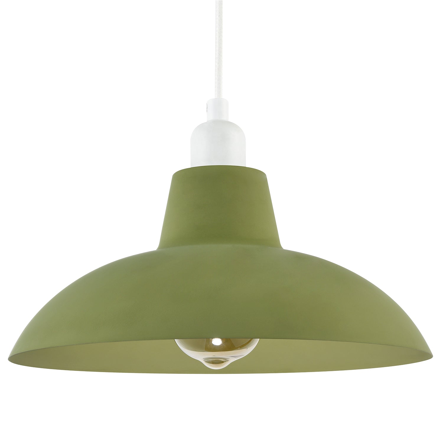 Industrial Retro Designed Matte Olive Curved Metal Pendant Light Shade Image 1