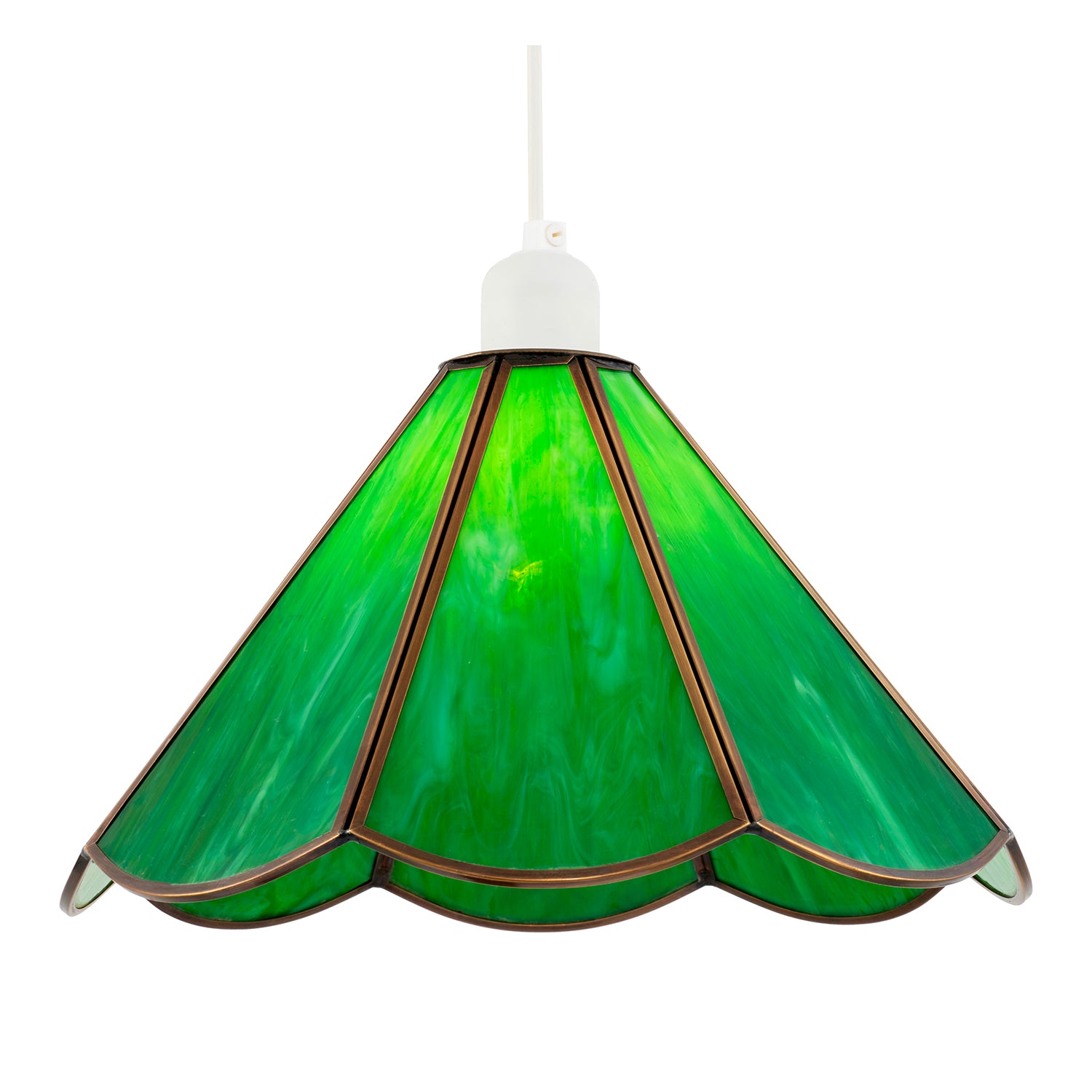 Classic Green Toned Tiffany Glass Easy Fit Pendant Lighting Shade Image 2