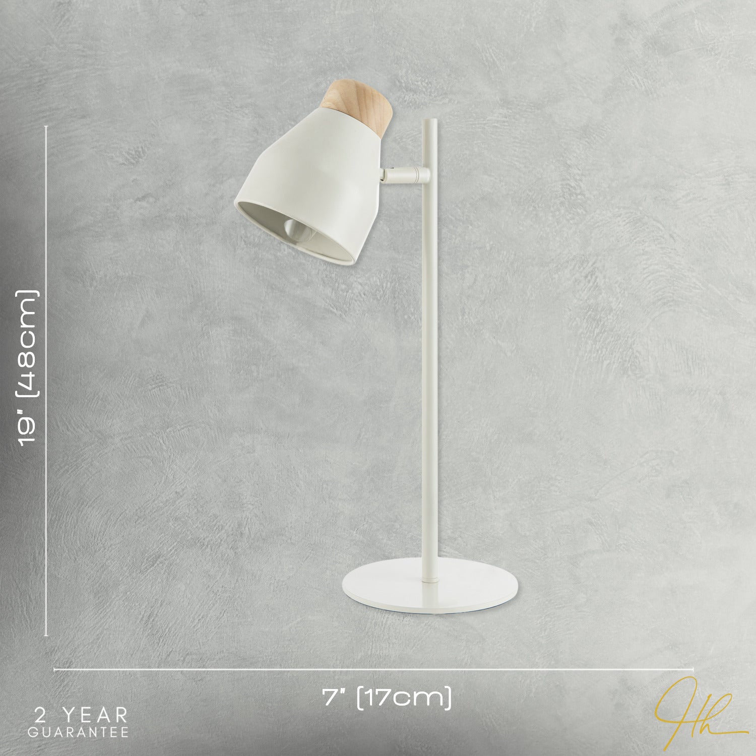 Muted Dove Grey Scandinavian Designed Table Desk Lamp with Wooden Trim Image 7