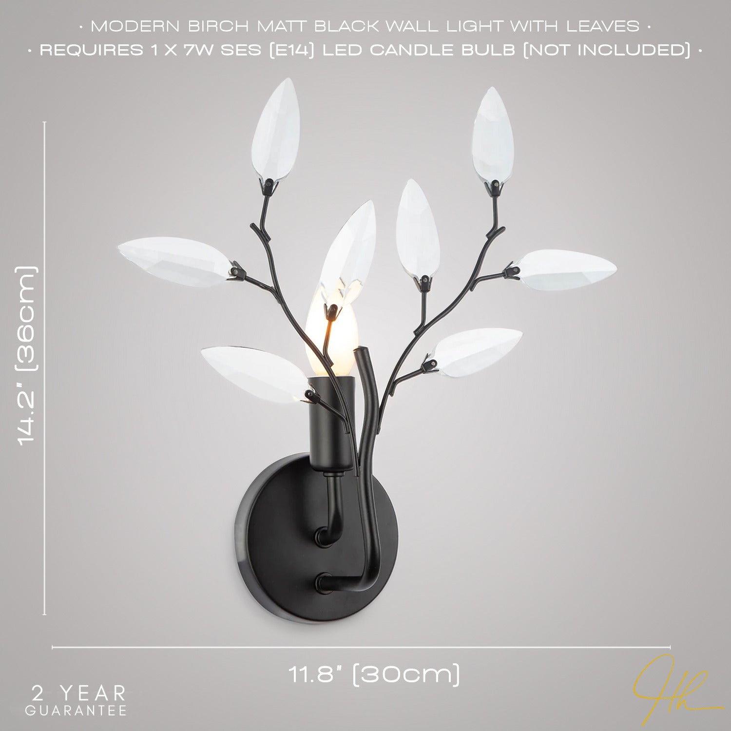 Modern Birch Matte Black Wall Lighting Fixture with Transparent Acrylic Leaves Image 6