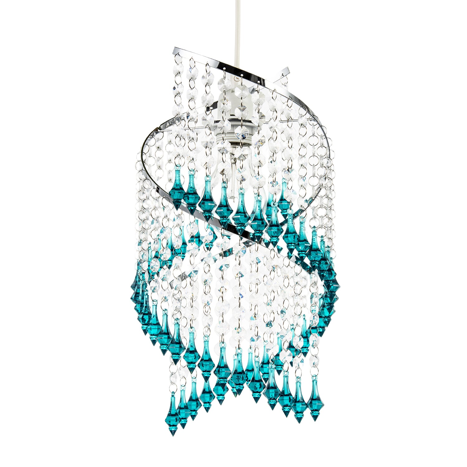 Modern Spiral Waterfall Pendant Shade with Teal and Clear Acrylic Image 1