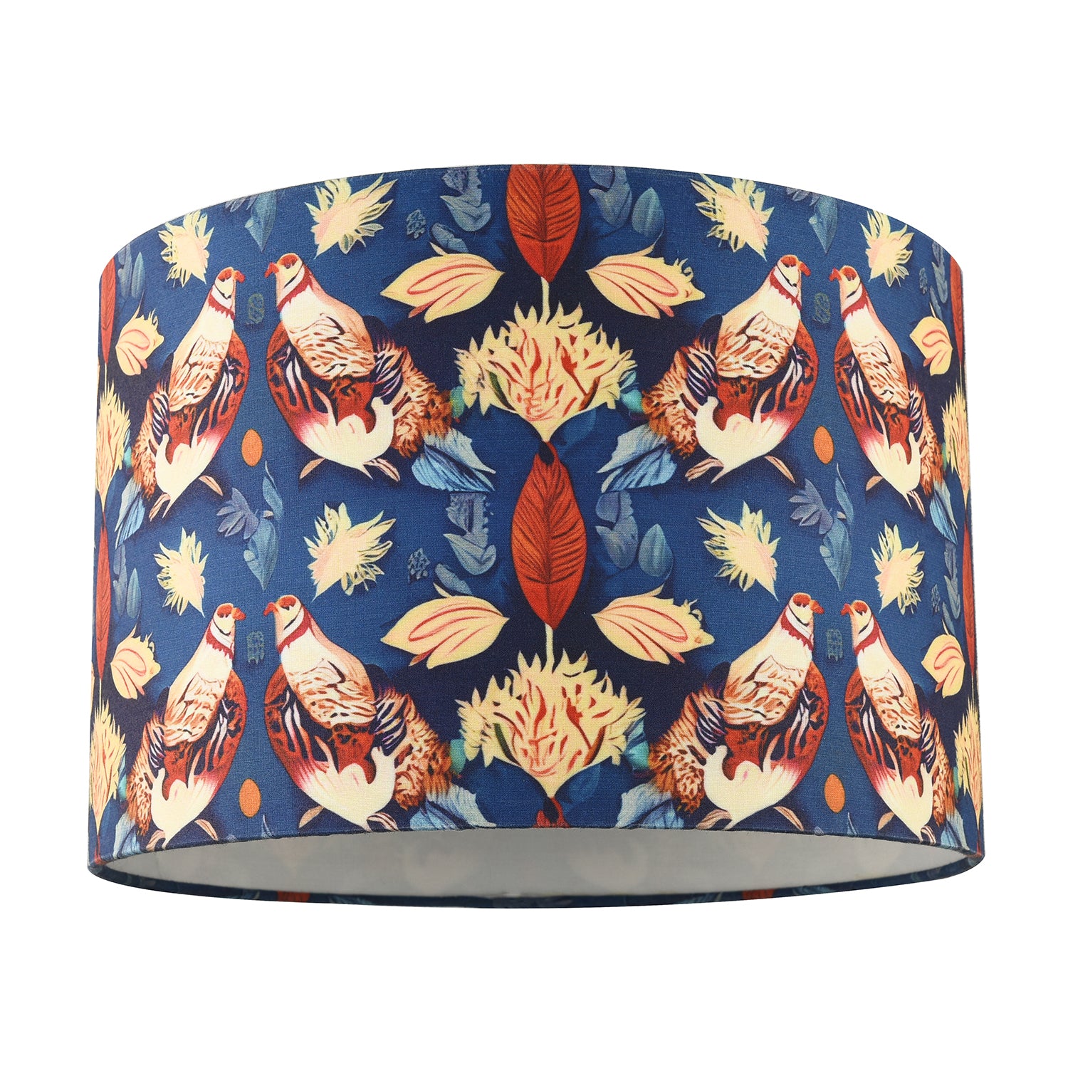 Bohemian Styled Navy Blue Shade with Vivid Floral and Pigeon Patterns Image 1