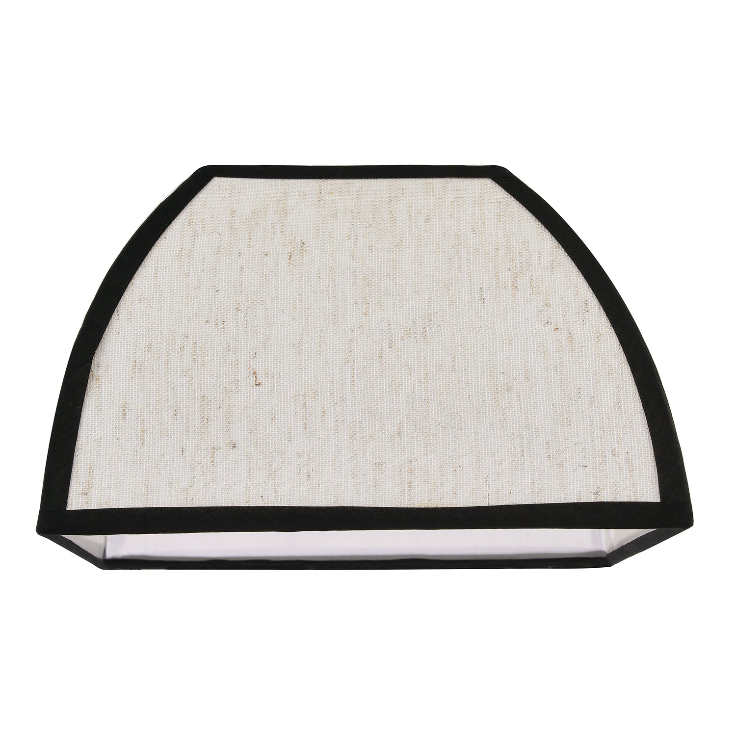 Vintage Victorian Square Lamp Shade in Oatmeal Linen and Black Trim Image 2