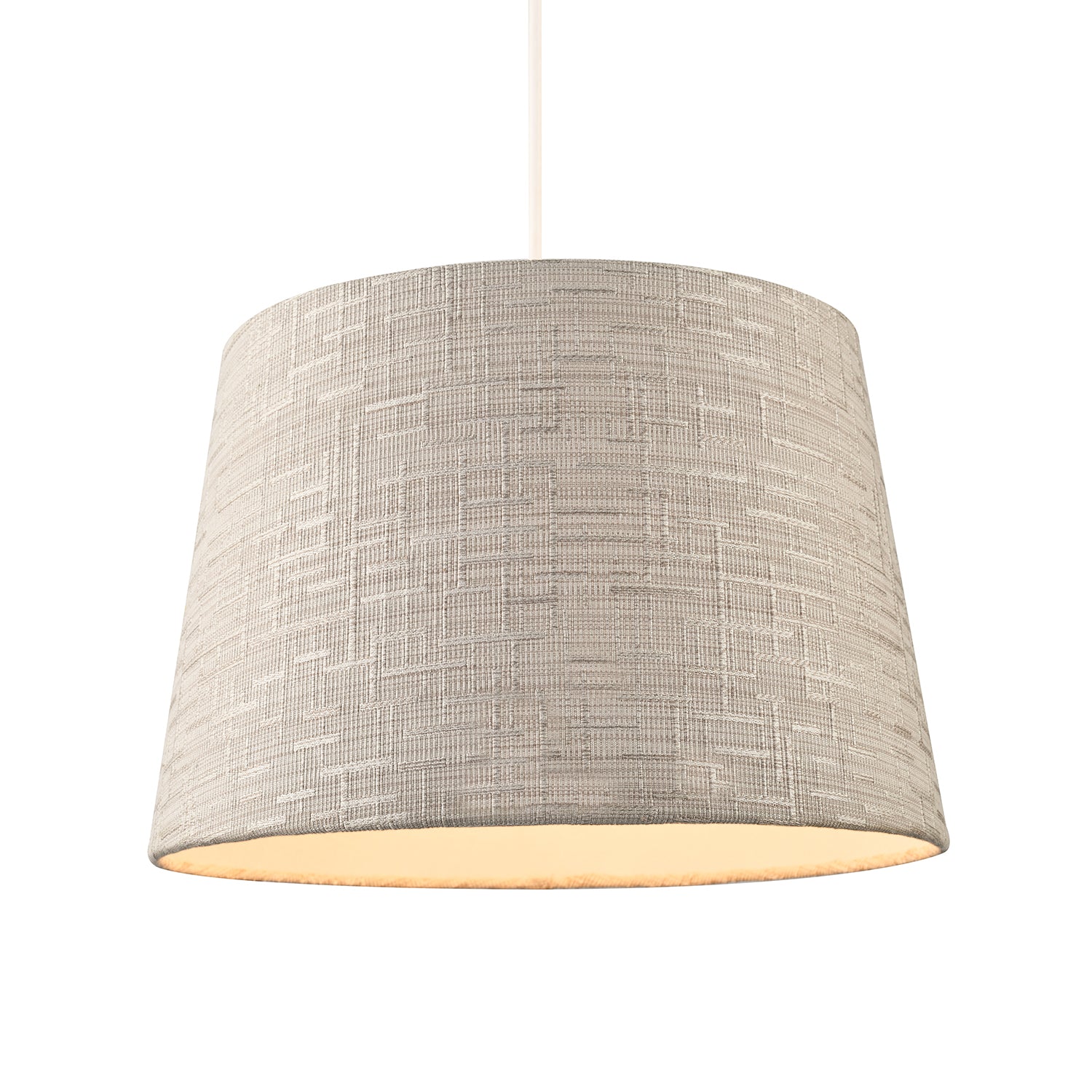 Silver Grey Jacquard Cotton Drum Lamp Shade for Lamp Base or Pendant Image 2