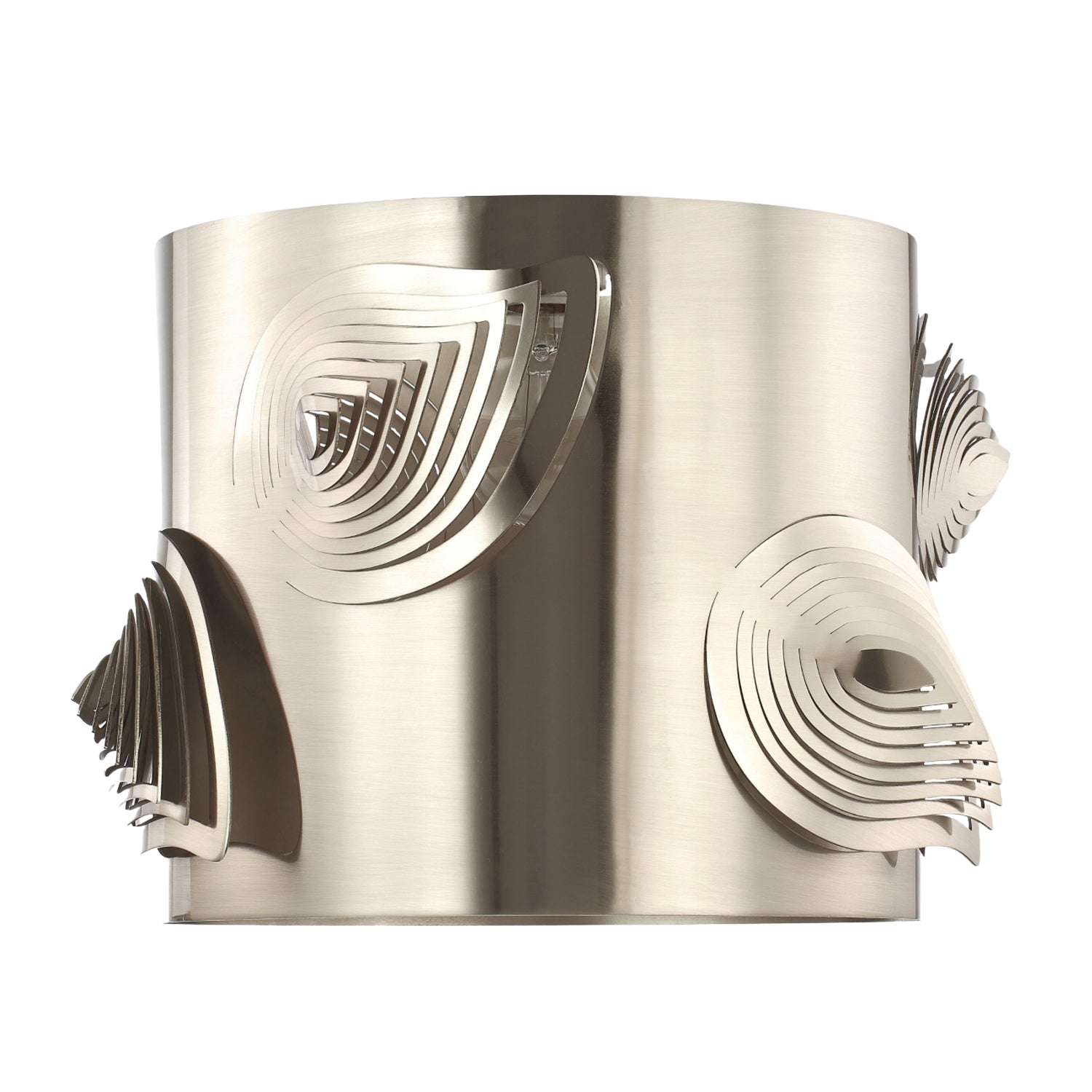 Satin Nickel Solid Metal Easy Fit Lamp Shade with Laser Cut Leaves Image 2