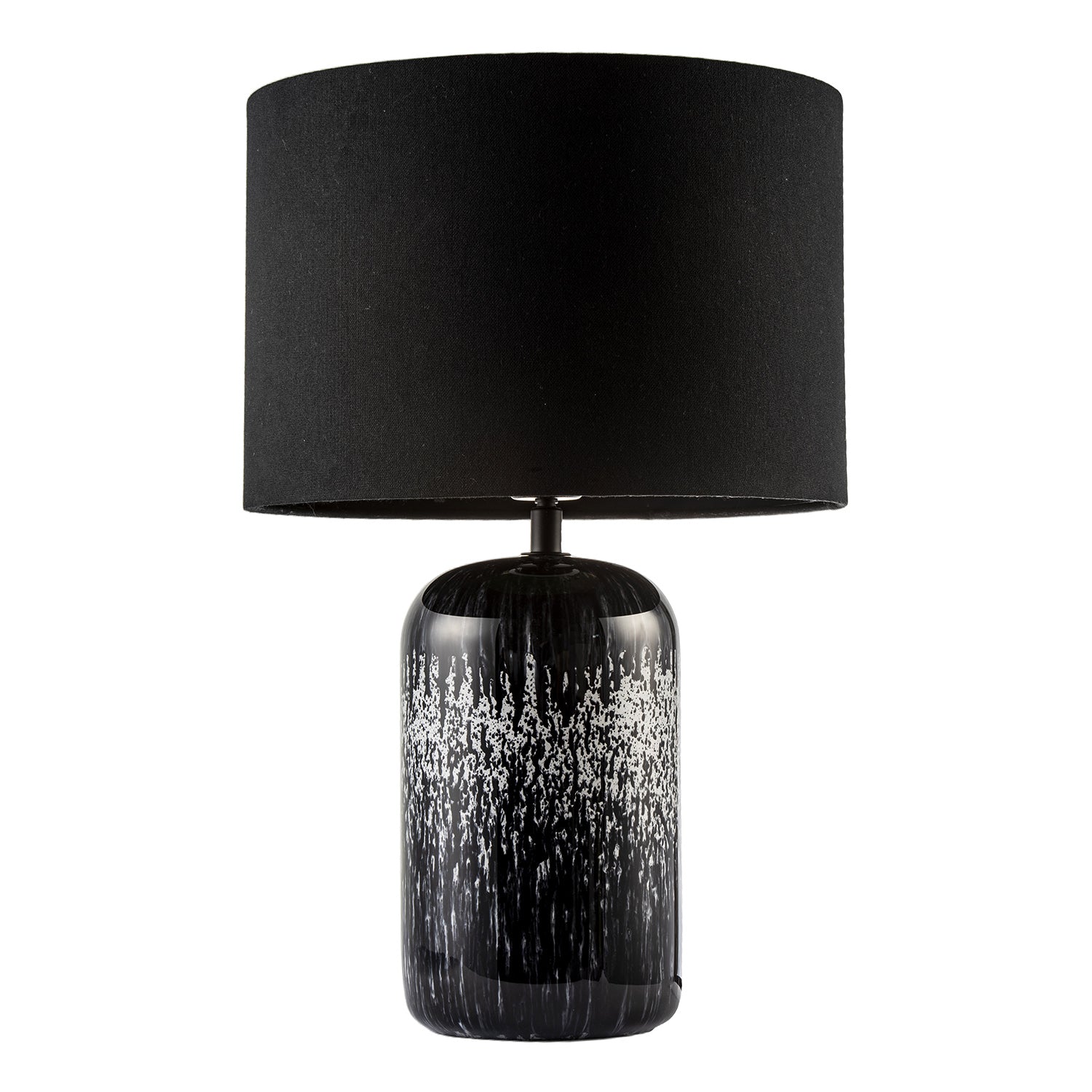 Modern Black and White Marble Drip Snowflake Glass Lamp with Shade Image 1