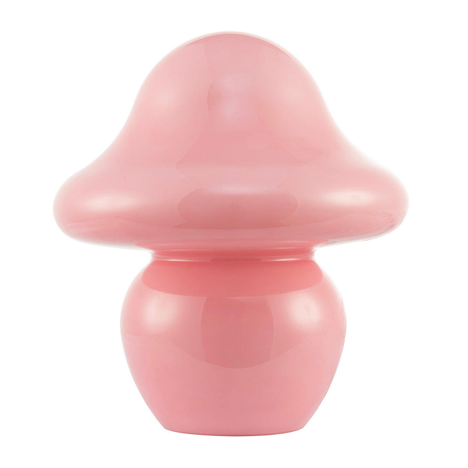 Soft Blush Pink Mushroom Table Lamp with Curvy Head and Round Base Image 1