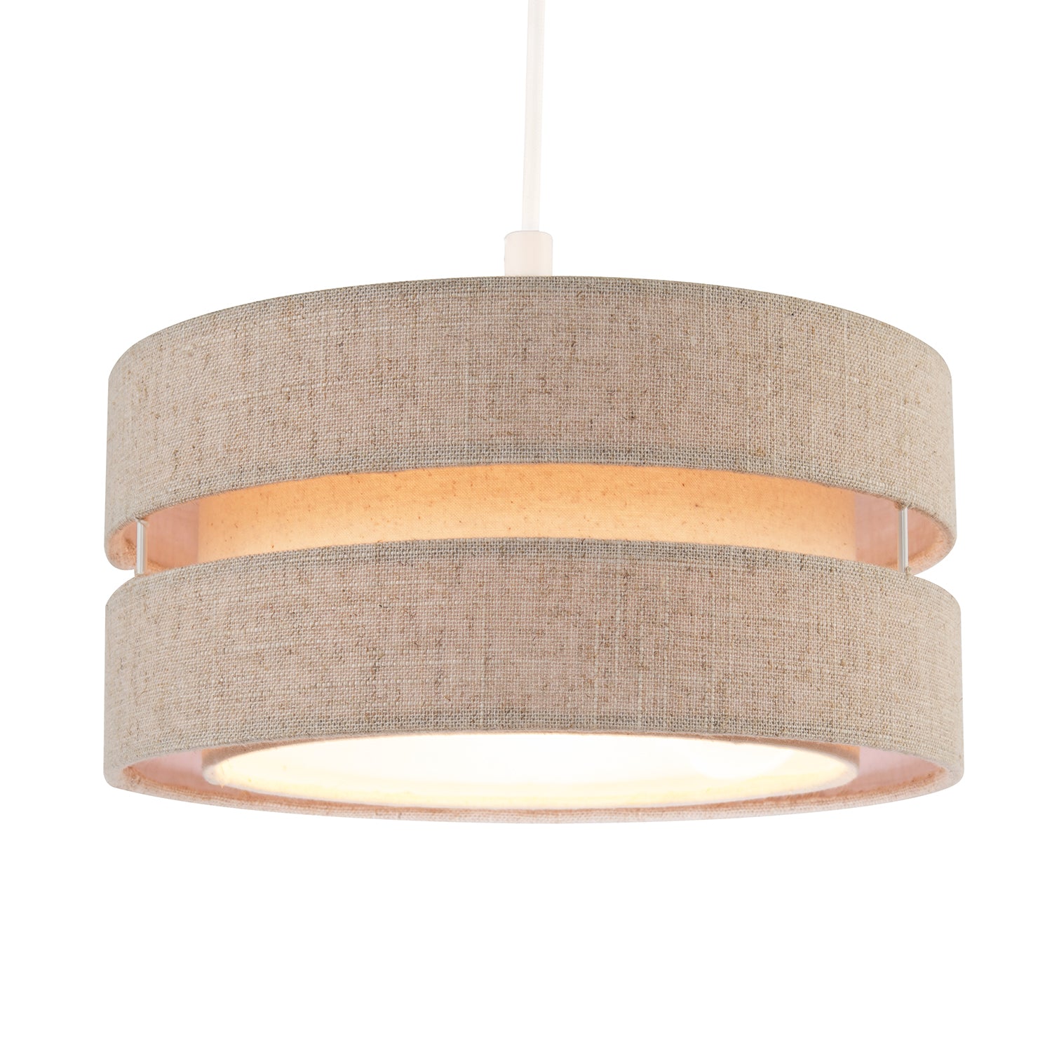 Modern Natural Textured Oatmeal Linen Triple Tier Pendant Light Shade Image 2